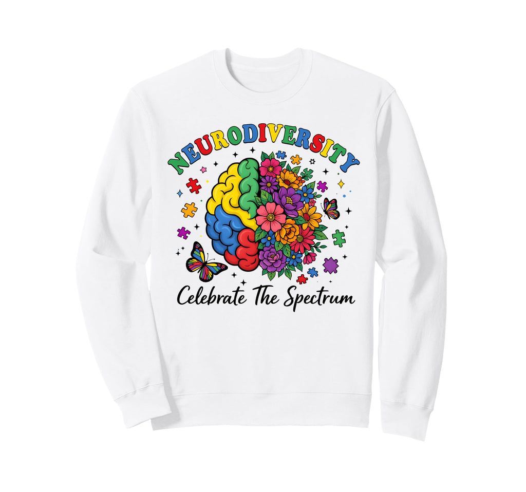 Neurodiversity Brain Autism Awareness Sweatshirt - Unique Graphic Unisex - T-Shirt, Sweatshirt, Hoodie