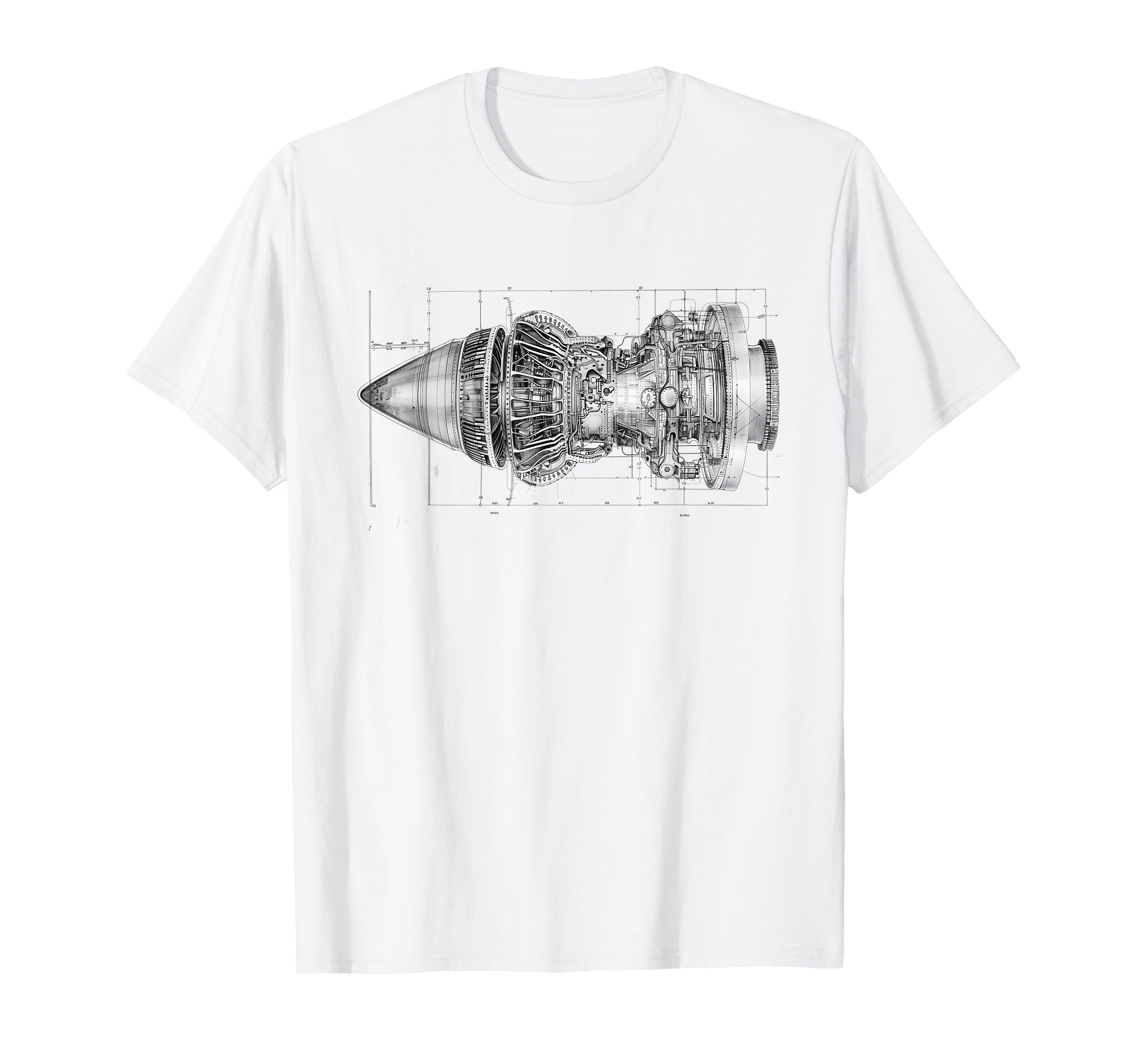 Jet Engine Block Blueprint Diagram T-Shirt - Fun Novelty Design Men Women - T-Shirt, Sweatshirt, Hoodie