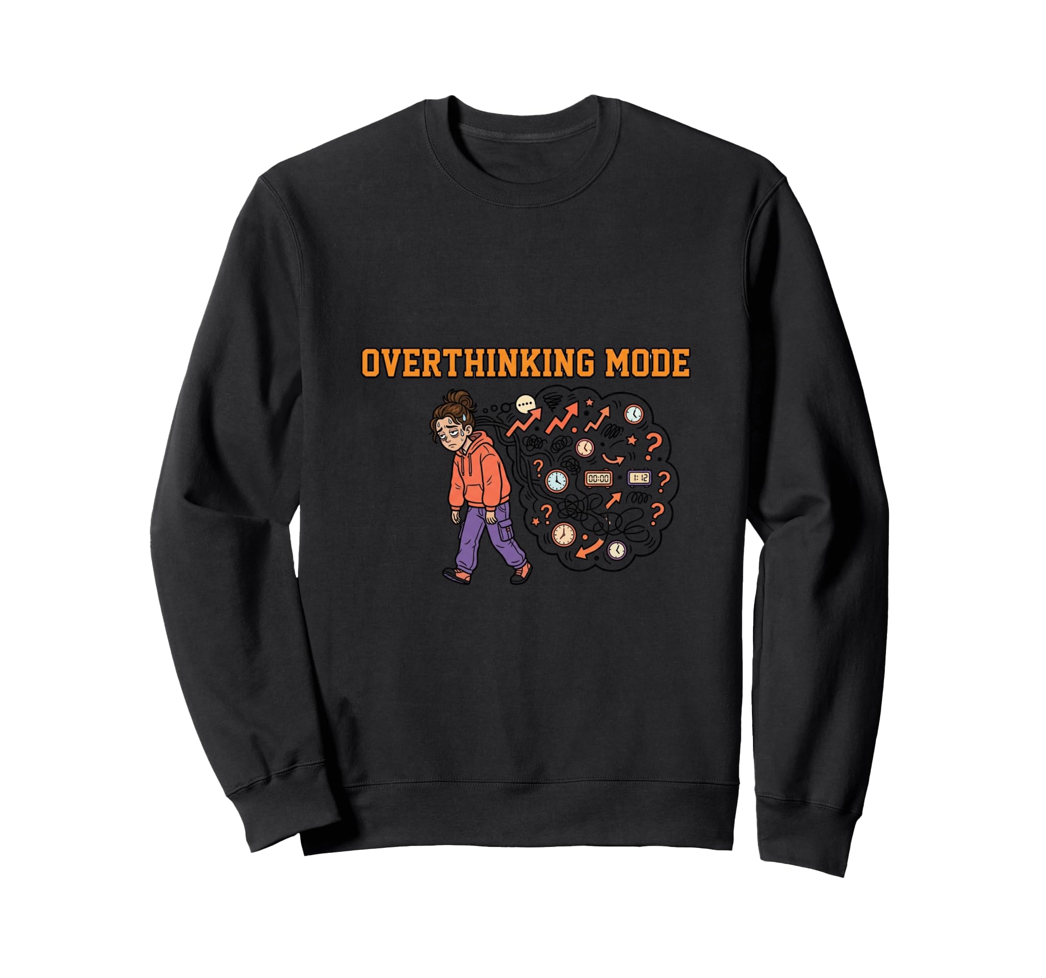 Overthinking Mode Mental Sweatshirt - Custom Art Print for Adults - T-Shirt, Sweatshirt, Hoodie