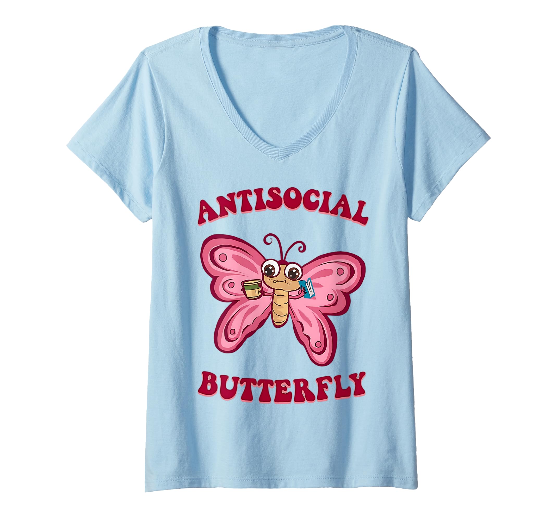 Womens Groovy Anti Social Butterfly Ironic T-Shirt - Graphic Print Unisex - T-Shirt, Sweatshirt, Hoodie