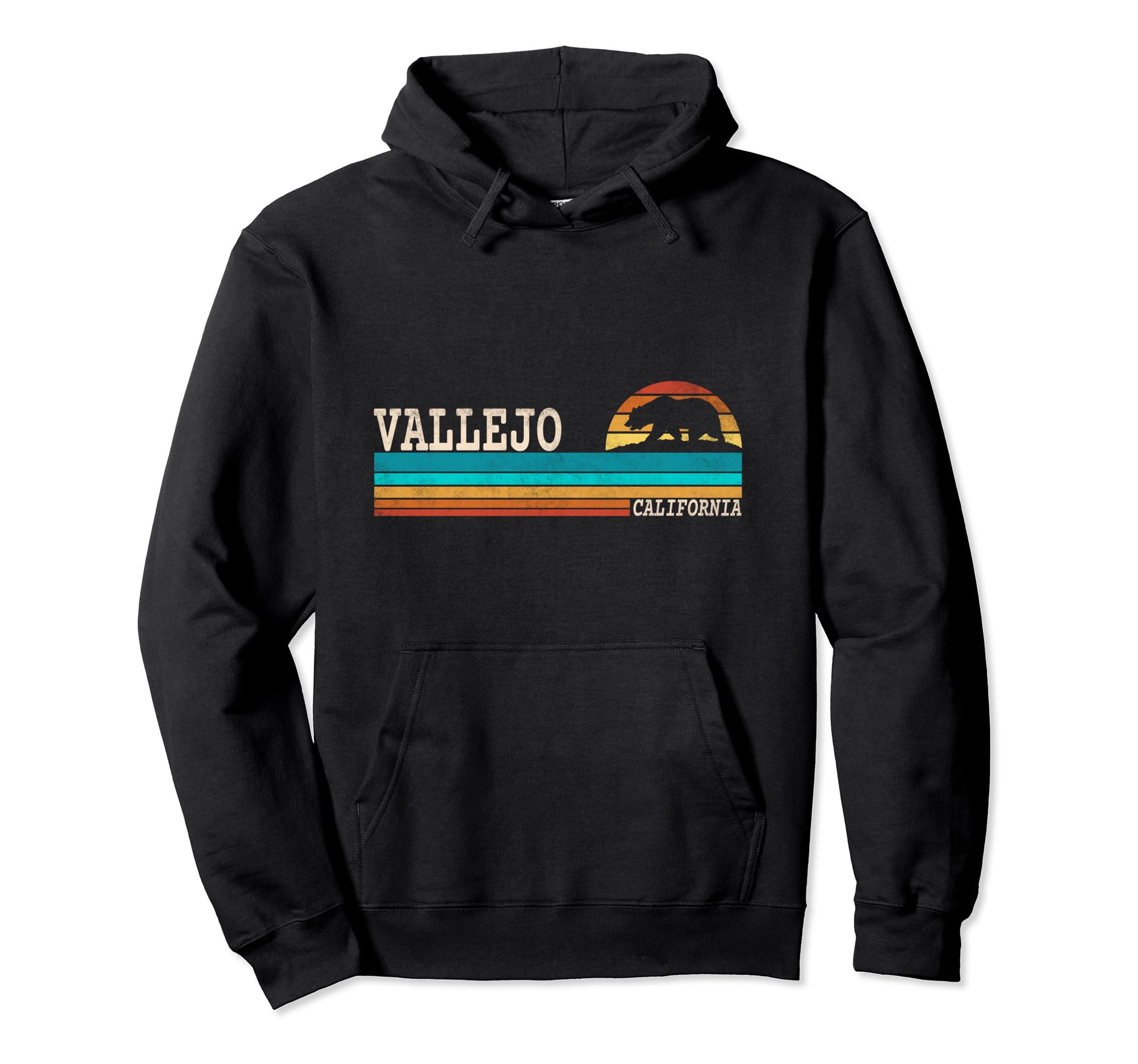 Vallejo California State Bear Sunset Hoodie - Novelty Apparel for Adults - T-Shirt, Sweatshirt, Hoodie