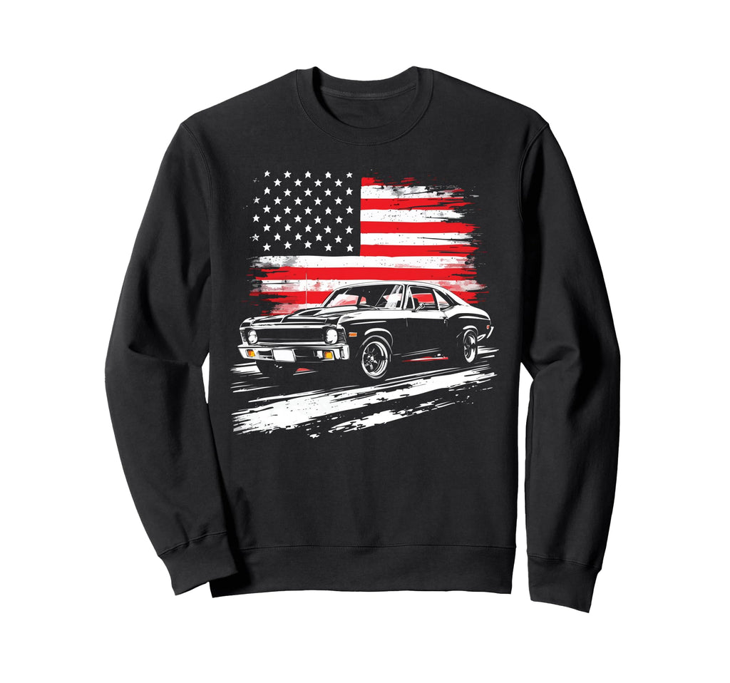 1972 Nova Ss Silhouette Patriotic Sweatshirt - Aesthetic Graphic Unisex - T-Shirt, Sweatshirt, Hoodie