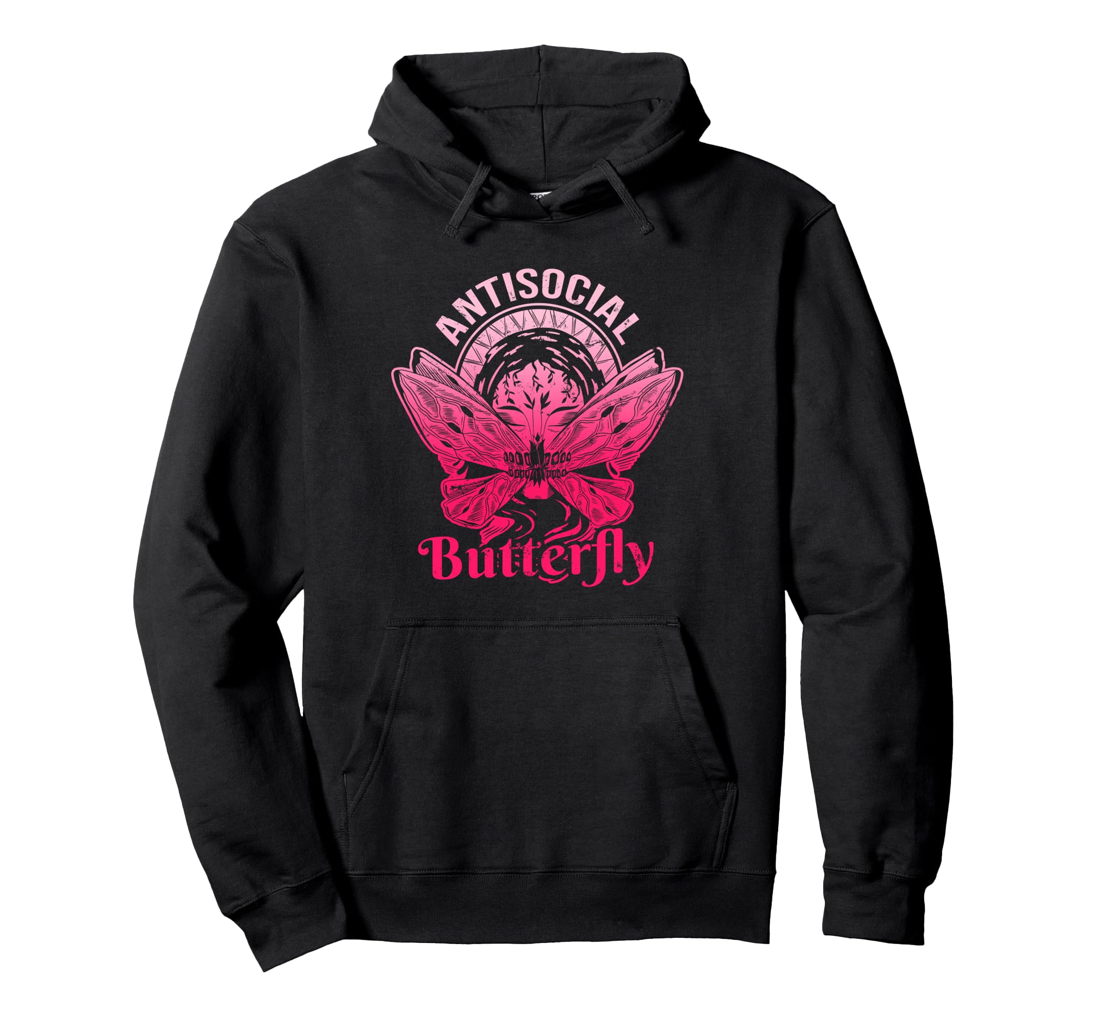 Antisocial Butterfly Moth Gothic Dark Hoodie - Unique Graphic Men Women - T-Shirt, Sweatshirt, Hoodie