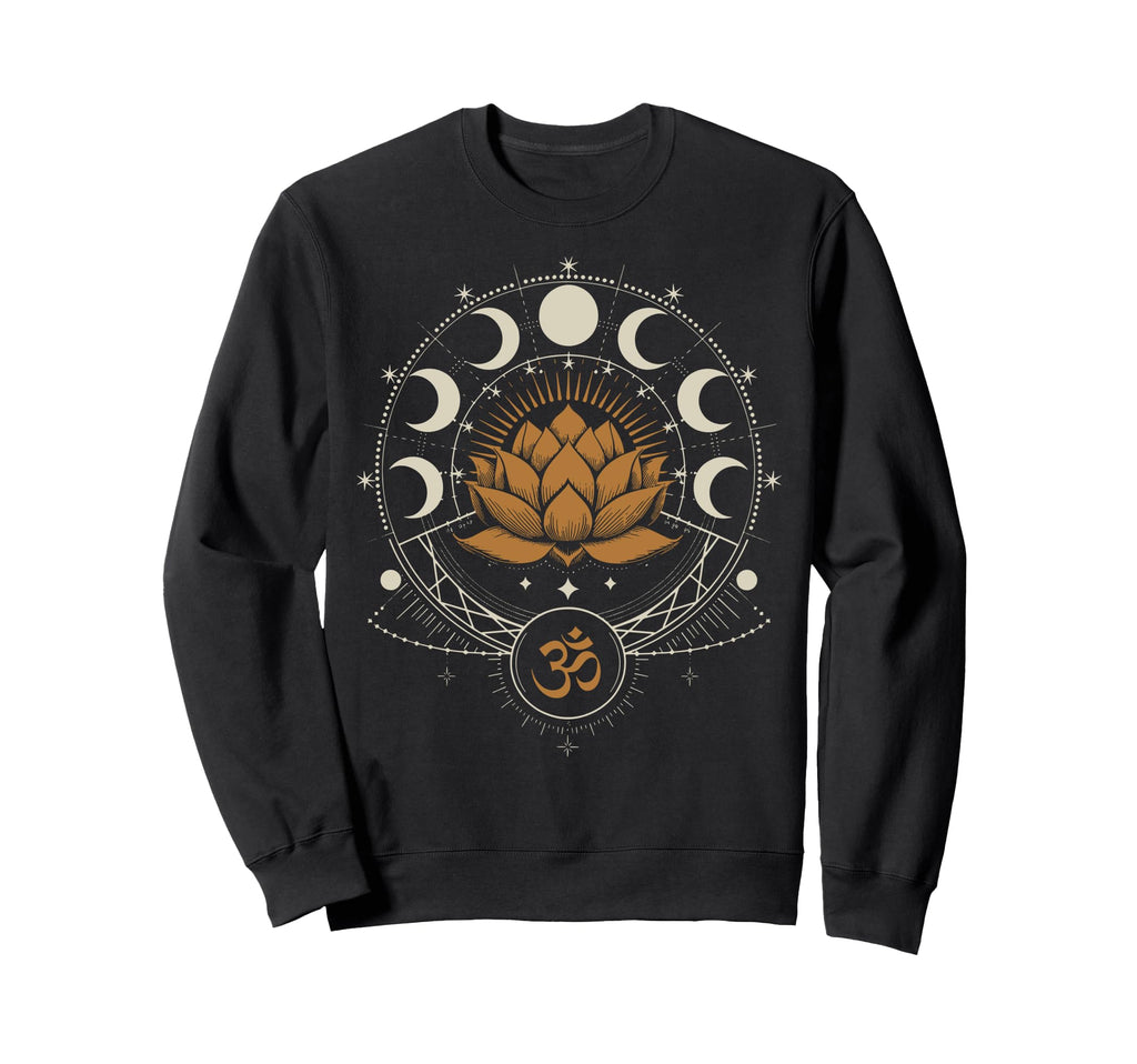 Lotus Flower Moon Phases Zen Yoga Sweatshirt - Aesthetic Graphic Men Women - T-Shirt, Sweatshirt, Hoodie