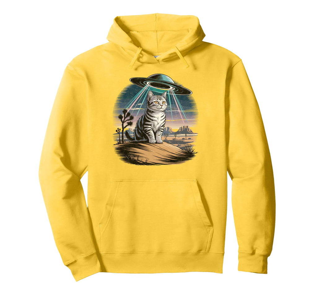Funny Cat Western Ufo Cowboy Cat Hoodie - Graphic Print Unisex - T-Shirt, Sweatshirt, Hoodie