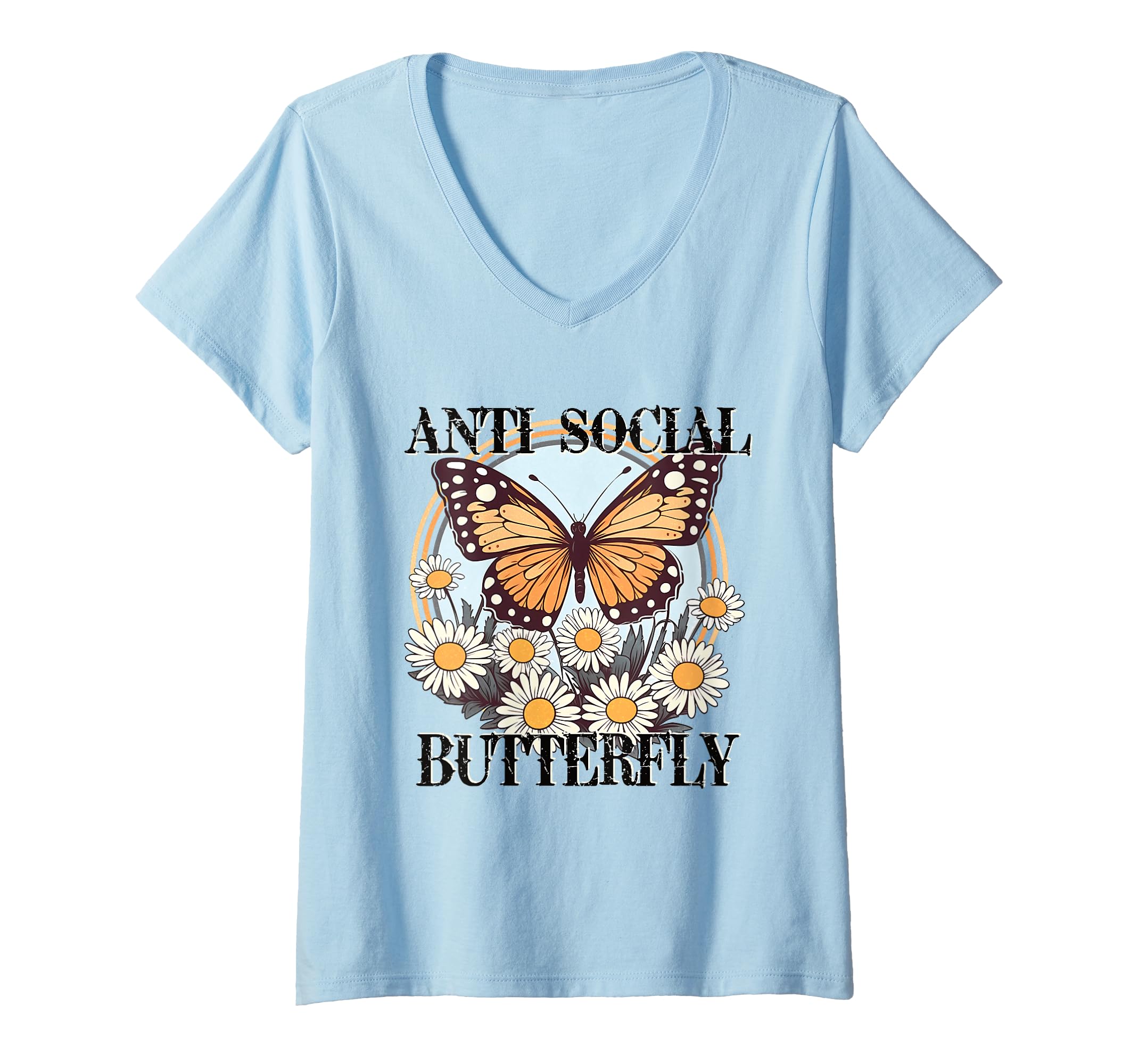 Womens Anti Social Butterfly Daisy T-Shirt - Aesthetic Graphic Unisex - T-Shirt, Sweatshirt, Hoodie