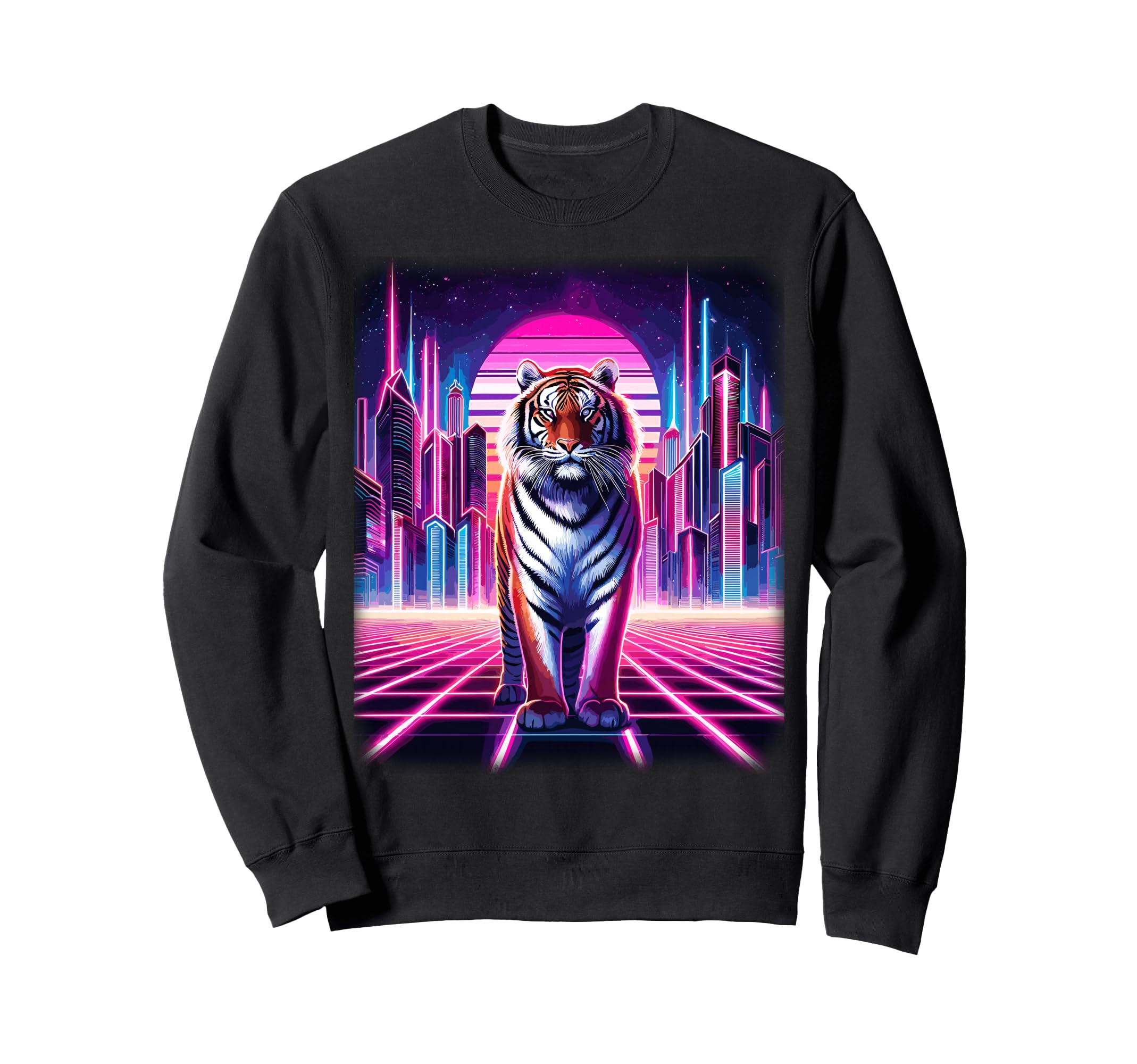 Synthwave Aesthetic Tiger Lover Sweatshirt - Streetwear Style Men Women - T-Shirt, Sweatshirt, Hoodie