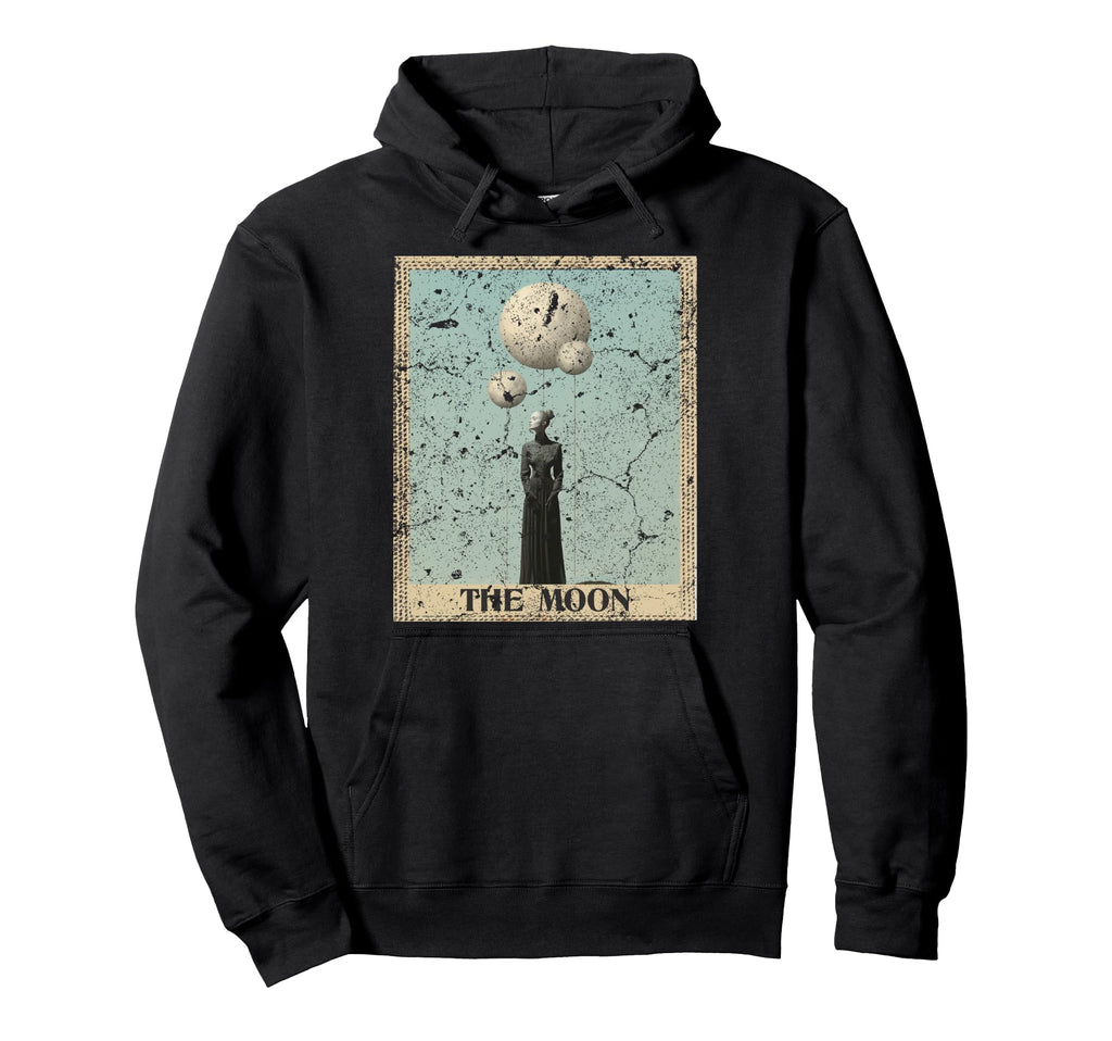 Distressed Grunge Moon Tarot Card Hoodie - Novelty Apparel Unisex - T-Shirt, Sweatshirt, Hoodie