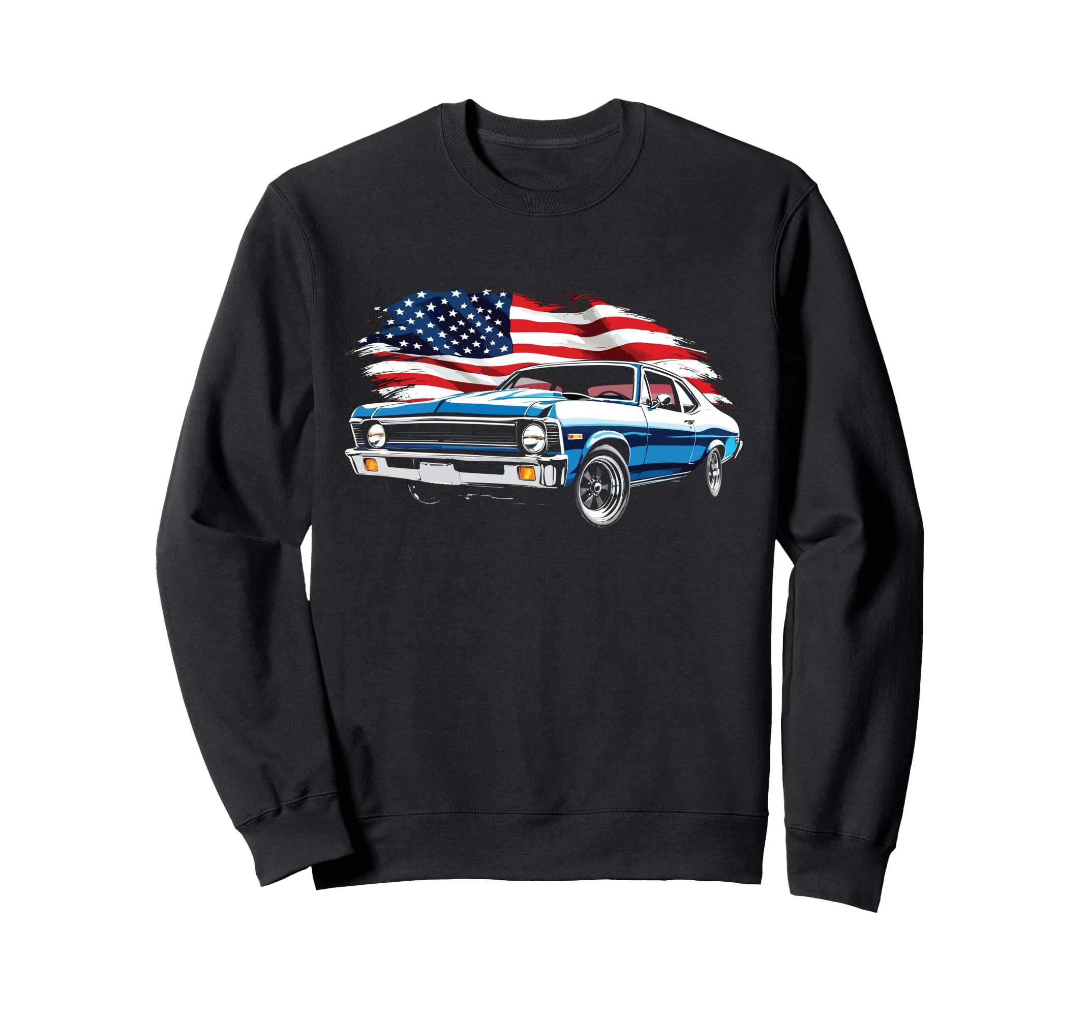1969 Nova Ss Muscle Car Patriotic Sweatshirt - Custom Art Print Men Women - T-Shirt, Sweatshirt, Hoodie