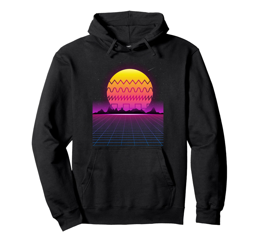 80S Sunset Synthesizer Synthwave Waveform Hoodie - Custom Art Print Unisex - T-Shirt, Sweatshirt, Hoodie