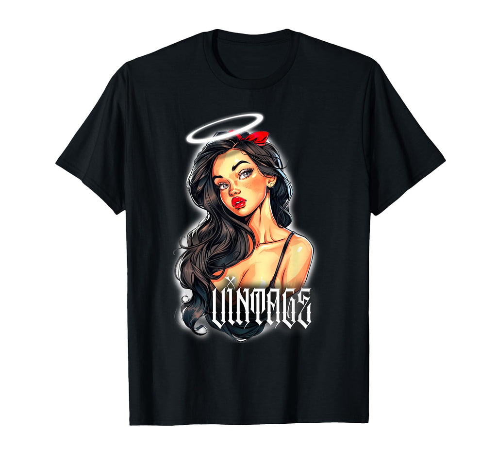 Pretty Pin Up Latina Chicano Angel T-Shirt - Casual Everyday Wear Men Women - T-Shirt, Sweatshirt, Hoodie