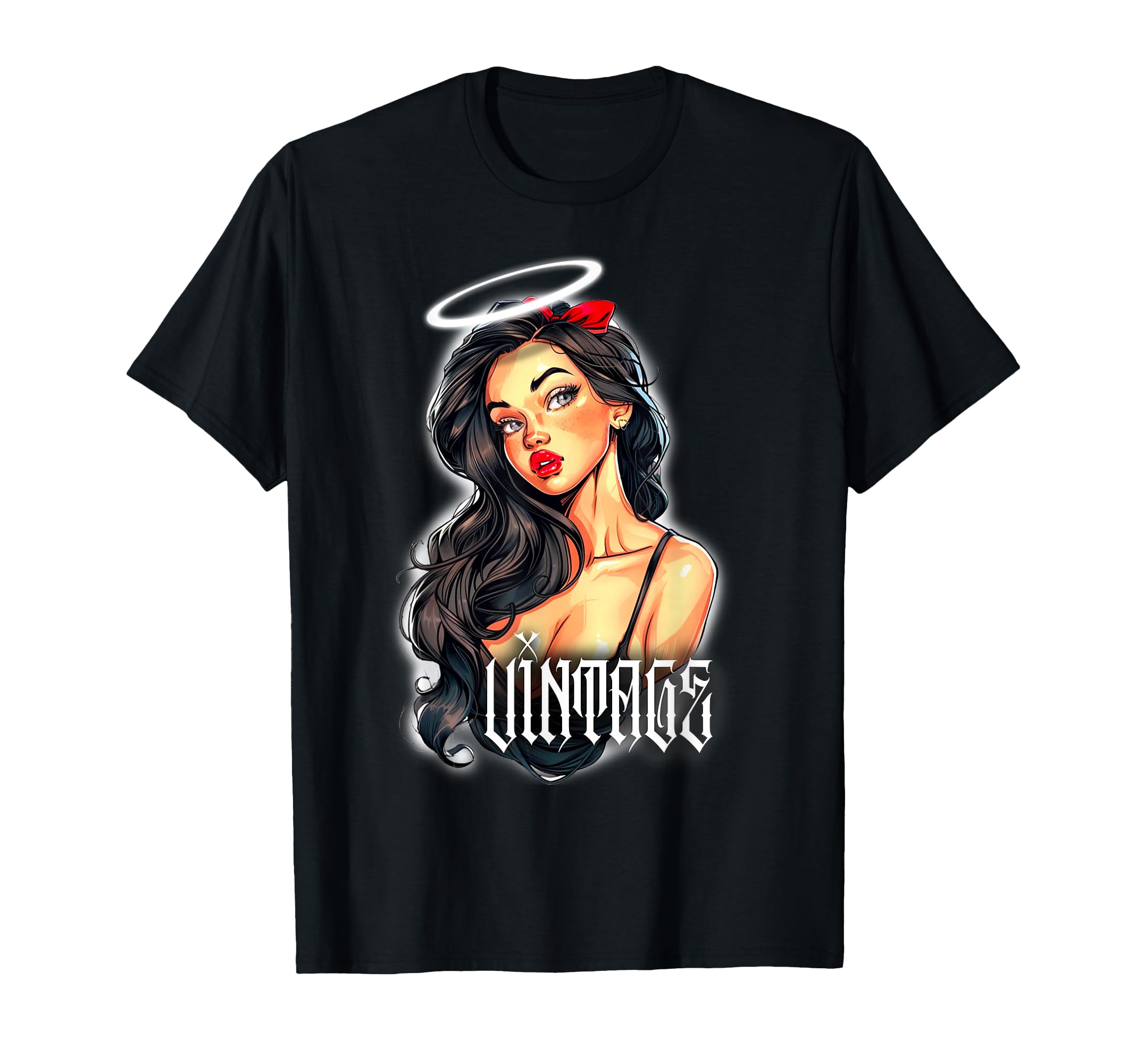 Pretty Pin Up Latina Chicano Angel T-Shirt - Casual Everyday Wear Men Women - T-Shirt, Sweatshirt, Hoodie