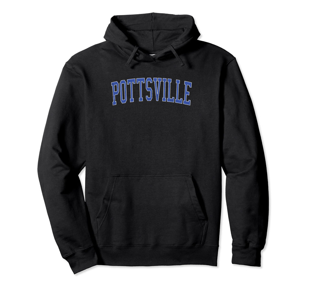 Pottsville Pa Distressed Blue Varsity Hoodie - Unique Graphic for Adults - T-Shirt, Sweatshirt, Hoodie