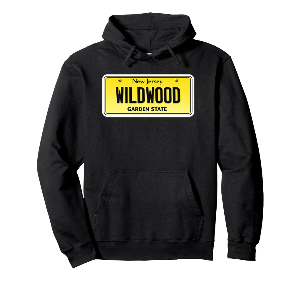 Wildwood Nj License Plate Beach Hoodie - Minimalist Print for Adults - T-Shirt, Sweatshirt, Hoodie
