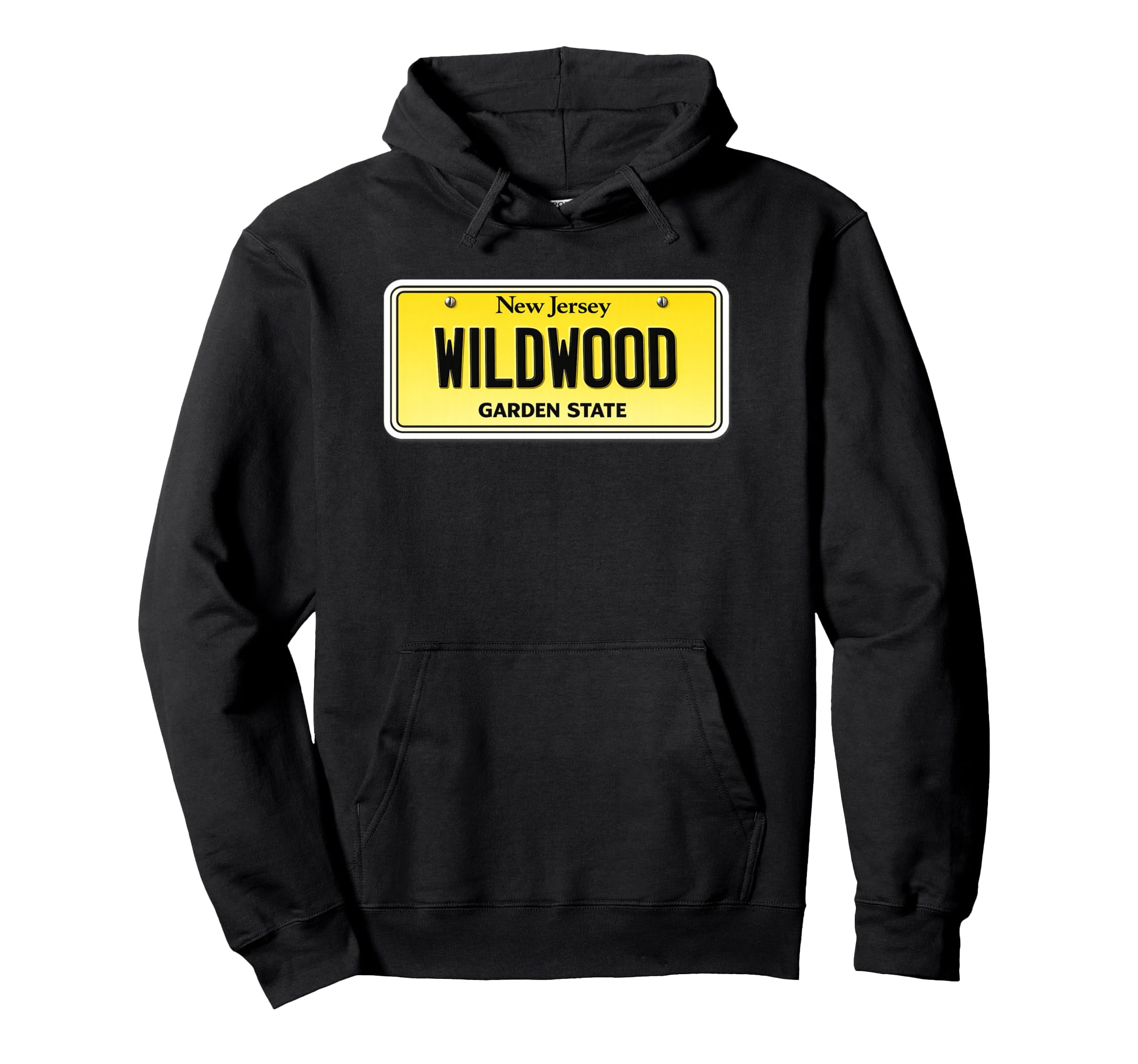 Wildwood Nj License Plate Beach Hoodie - Minimalist Print for Adults - T-Shirt, Sweatshirt, Hoodie