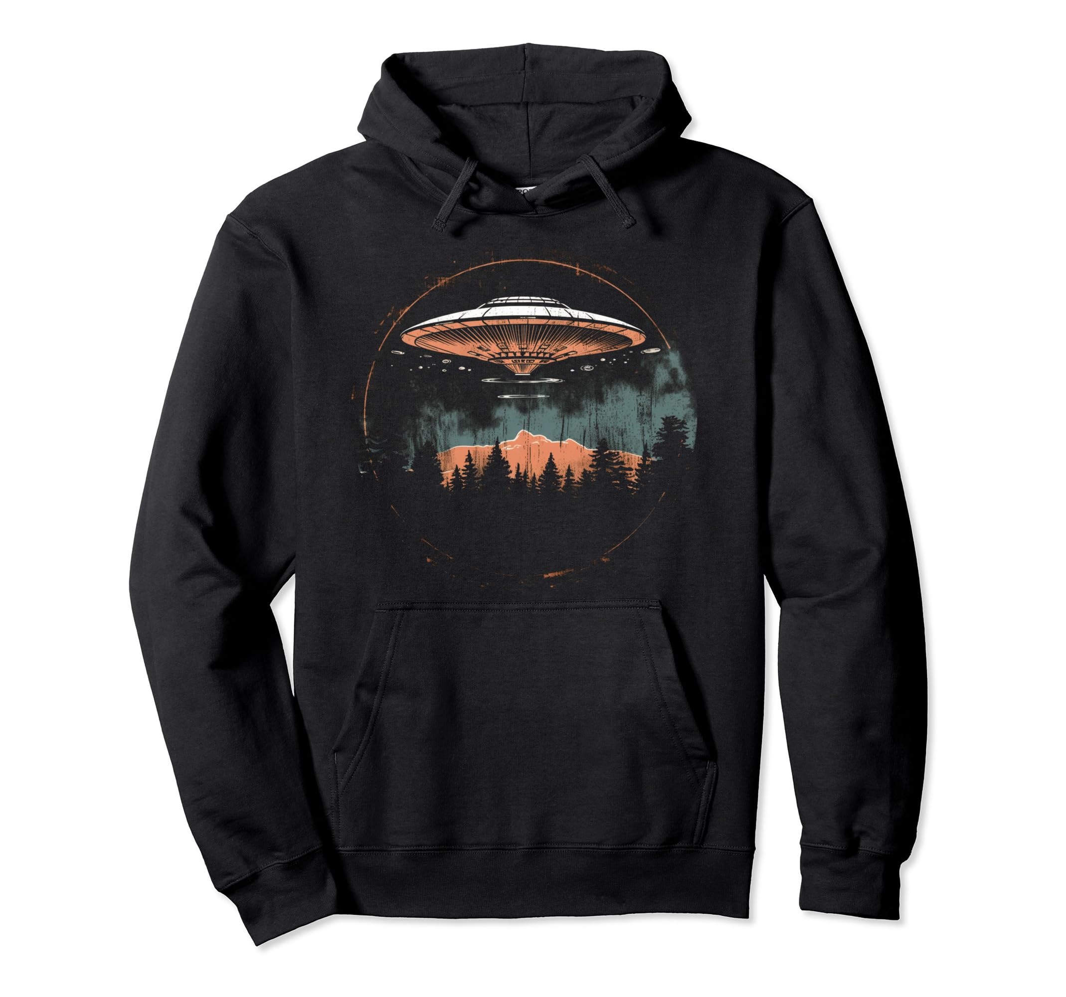 Ufo Alien Space Distressed Vibes 43 Hoodie - Novelty Apparel Unisex - T-Shirt, Sweatshirt, Hoodie