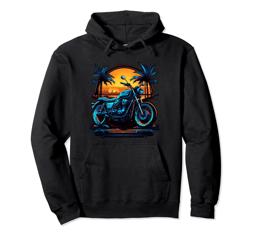 Motorcycle Bike Synthwave Biker Hoodie - Aesthetic Graphic Men Women - T-Shirt, Sweatshirt, Hoodie