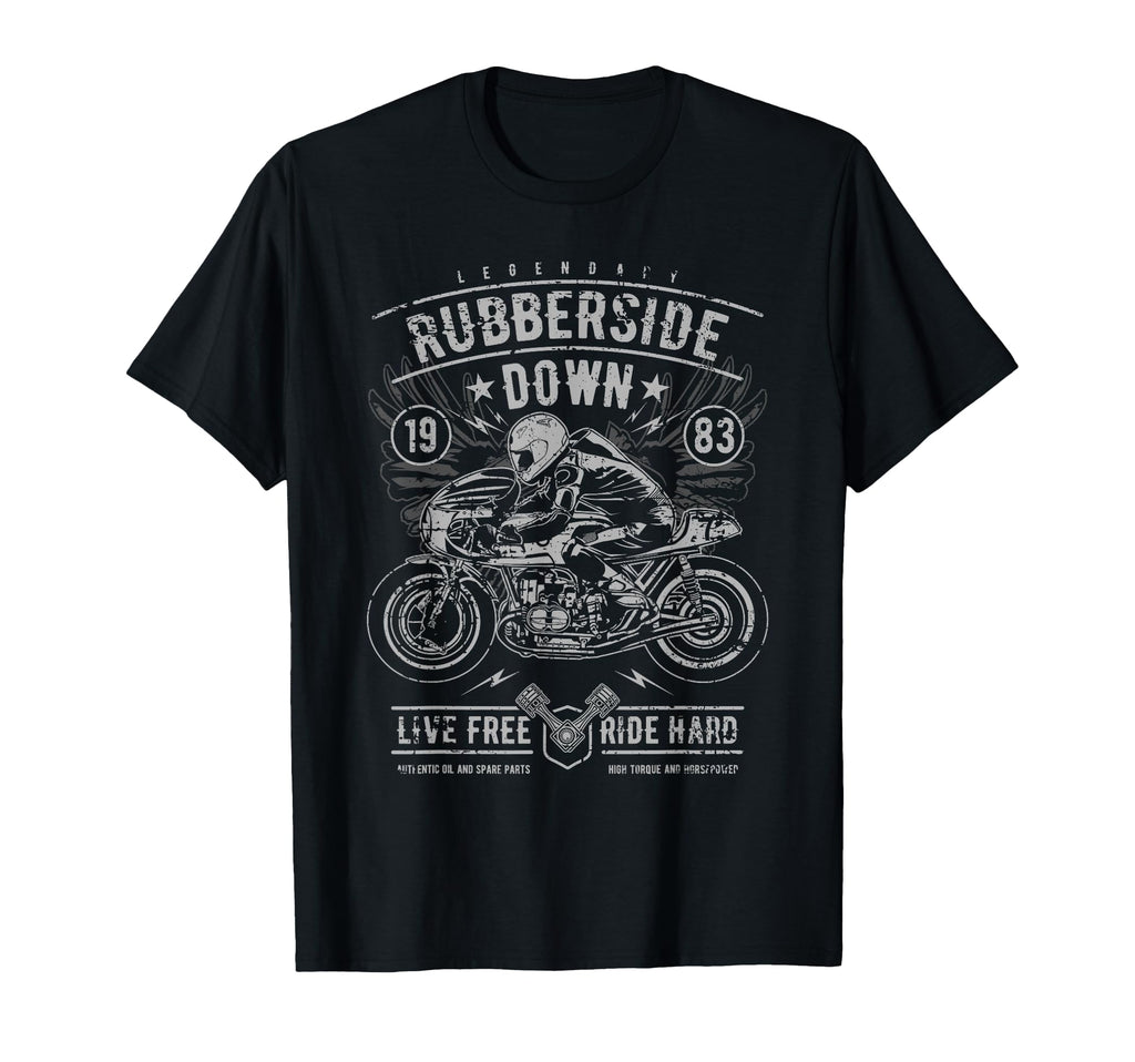 Cafe Racer Rubberside Down Motorcycle T-Shirt - Custom Art Print Unisex - T-Shirt, Sweatshirt, Hoodie