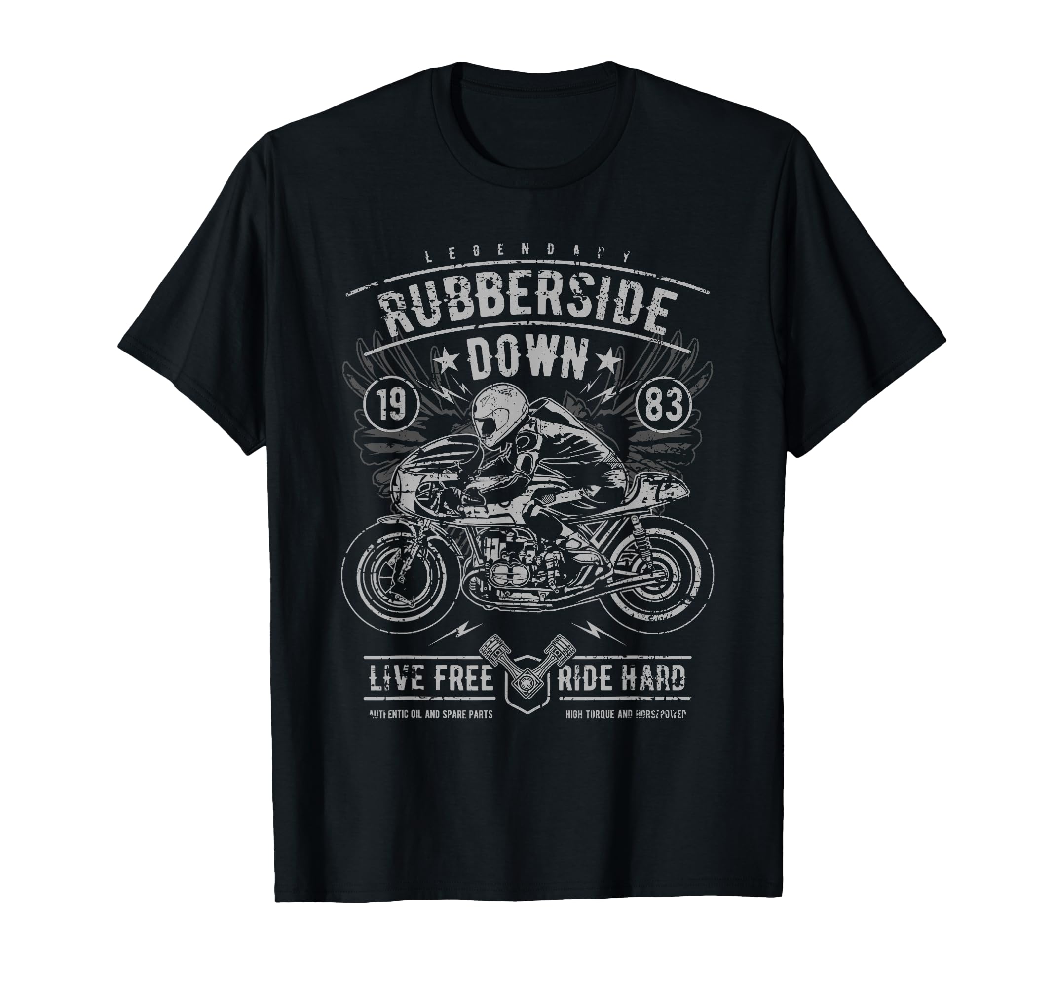 Cafe Racer Rubberside Down Motorcycle T-Shirt - Custom Art Print Unisex - T-Shirt, Sweatshirt, Hoodie