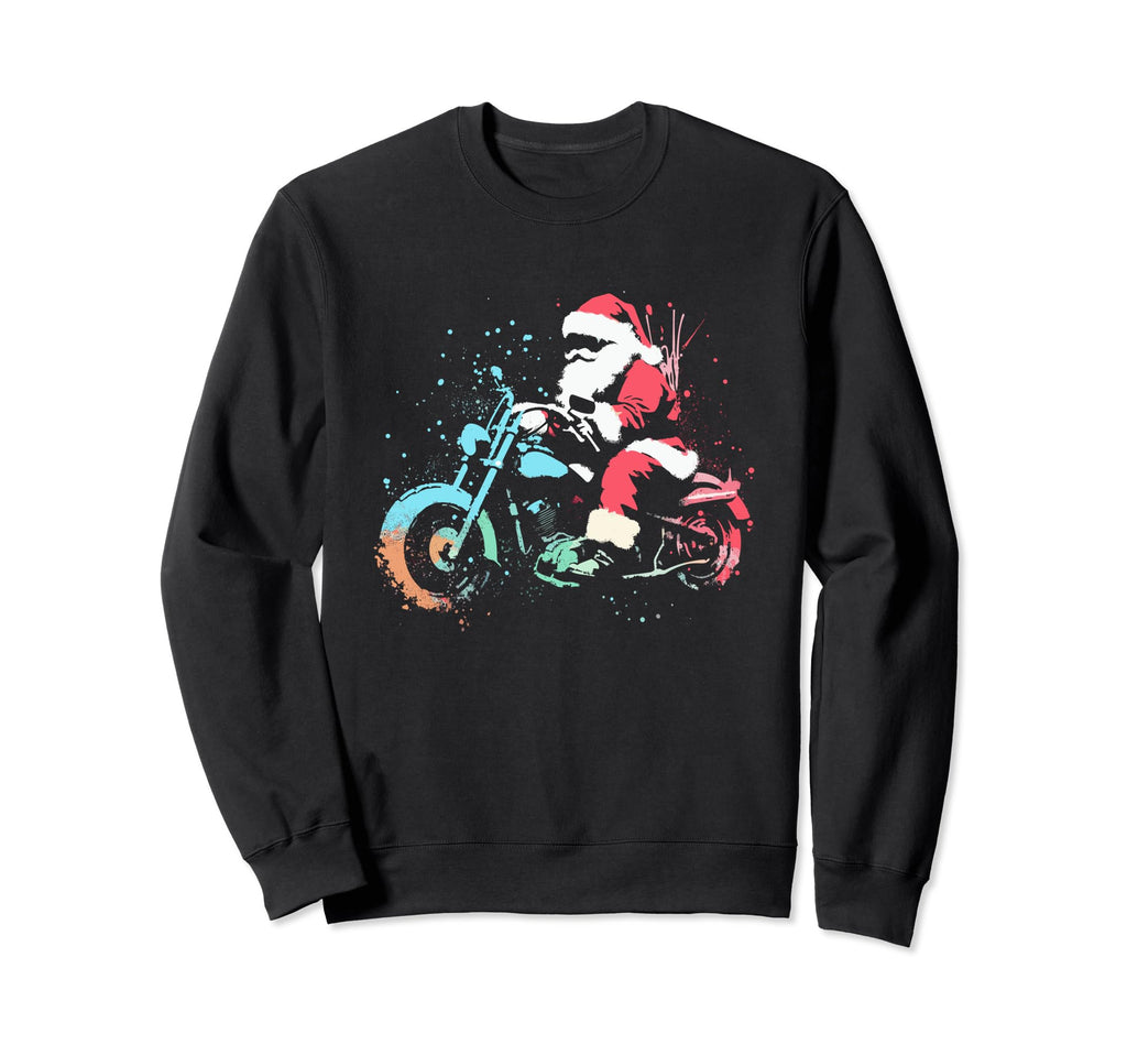 Santa Claus Motorcycle Biker Lover Sweatshirt - Trendy Graphic for Adults - T-Shirt, Sweatshirt, Hoodie