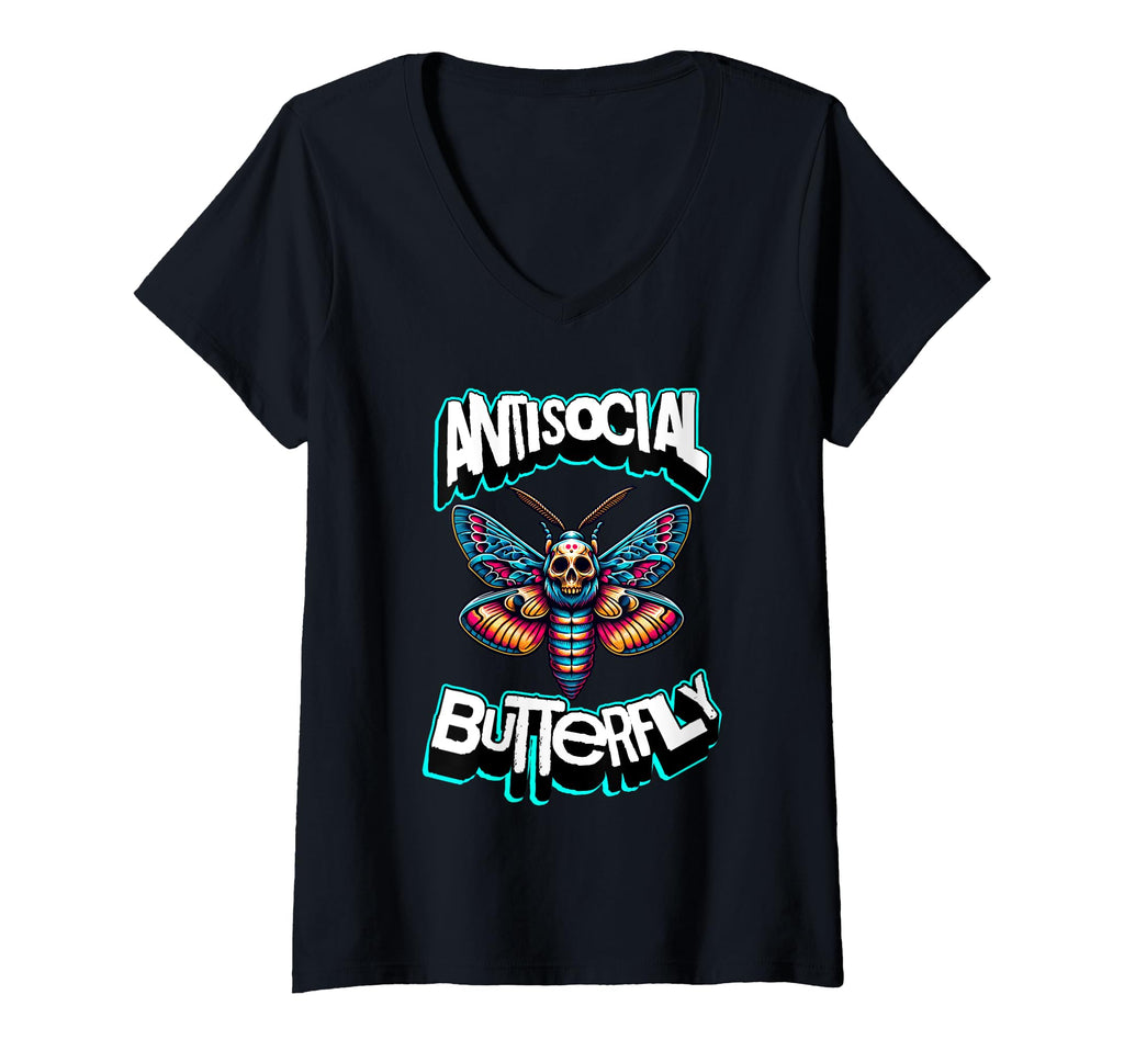 Womens Antisocial Butterfly Funny Death T-Shirt - Streetwear Style Unisex - T-Shirt, Sweatshirt, Hoodie