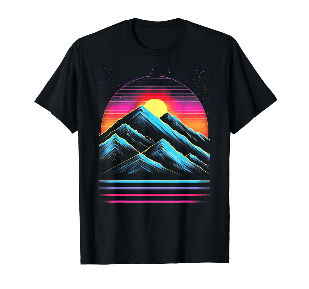 Mountains 80S Vaporwave Sunset T-Shirt - Trendy Graphic Unisex - T-Shirt, Sweatshirt, Hoodie