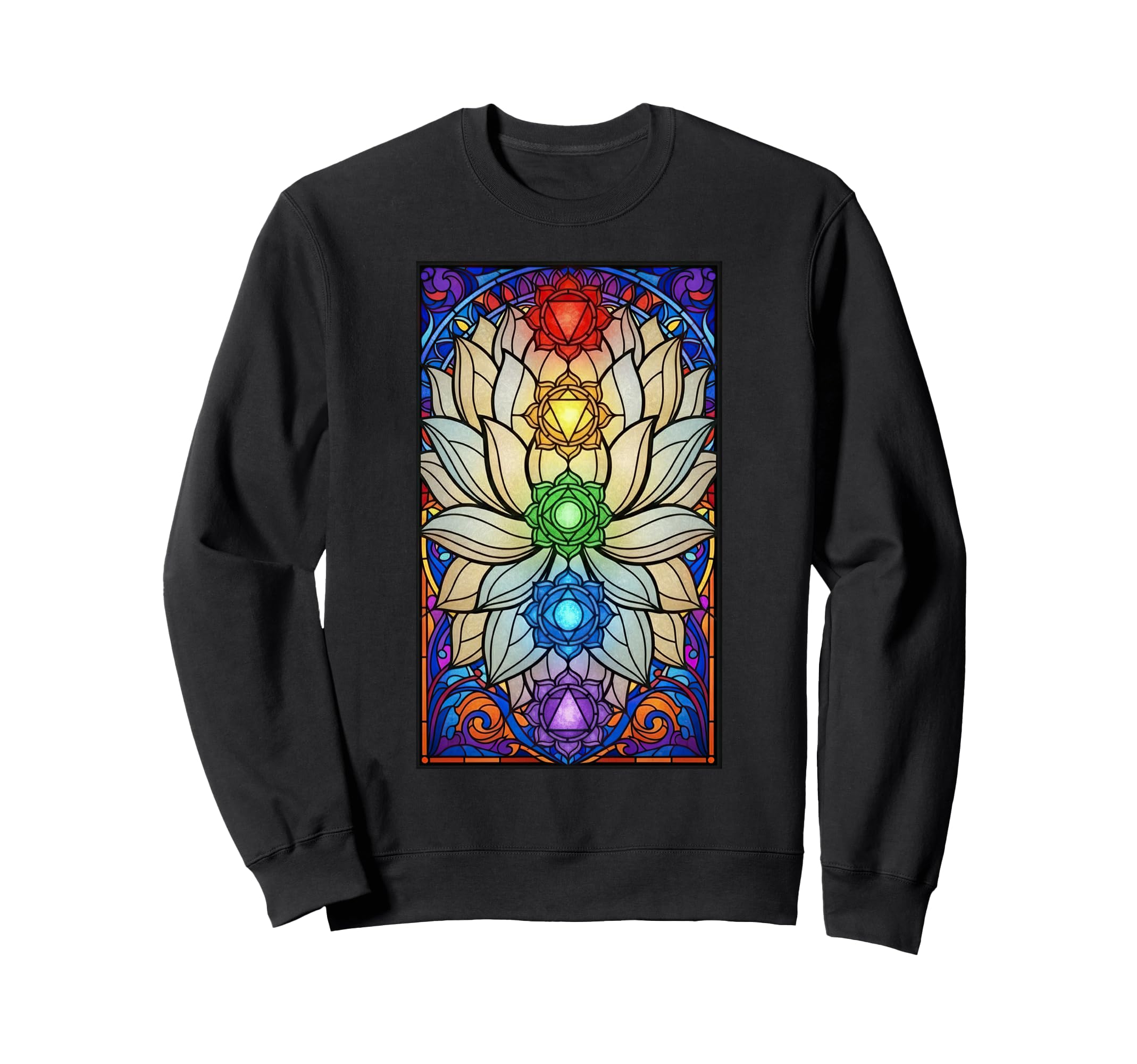 Buddhism Chakras Stained Glass Sweatshirt - Novelty Apparel Unisex - T-Shirt, Sweatshirt, Hoodie