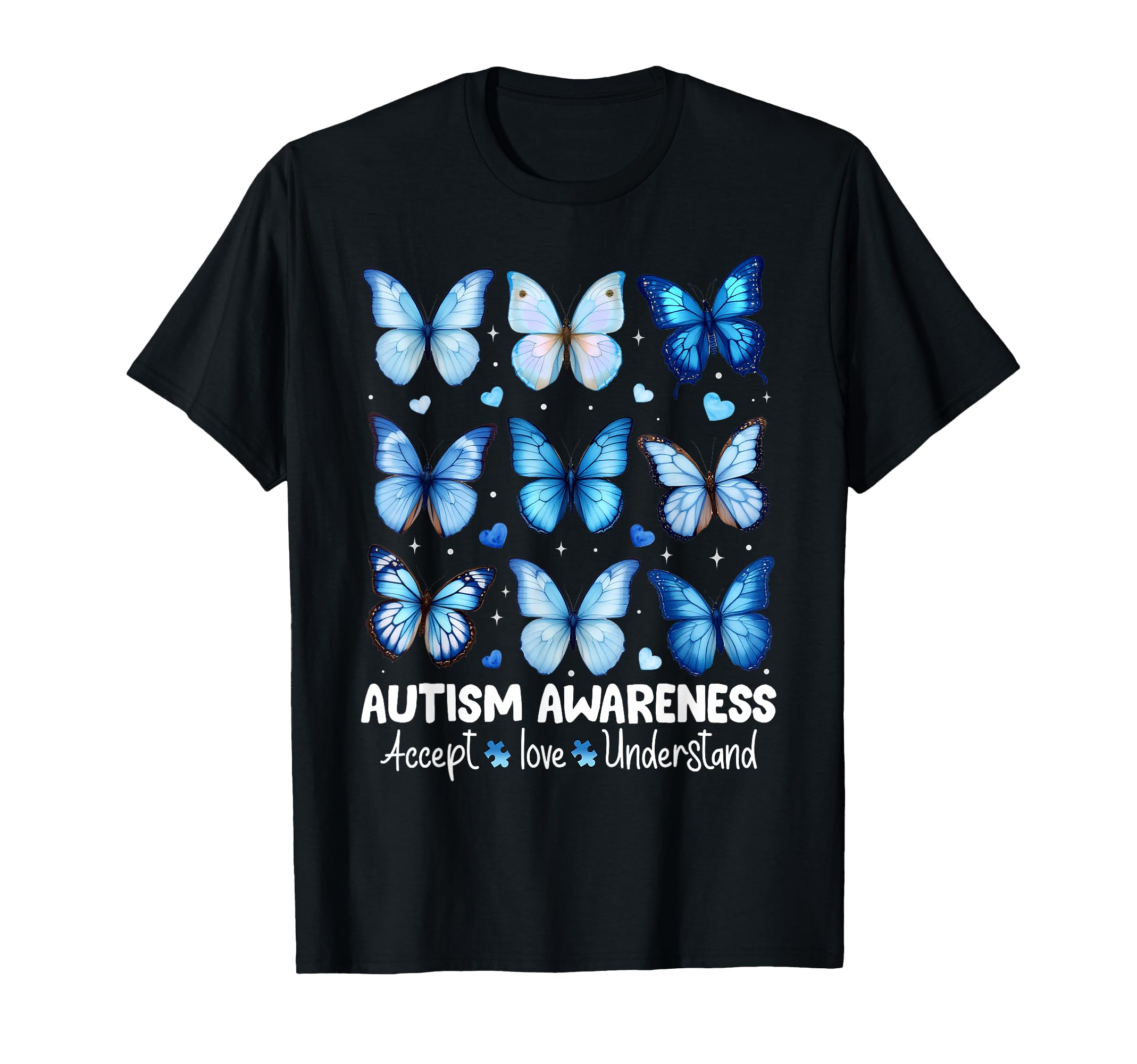 April We Wear Blue Butterfly Autism Mental T-Shirt - Unique Graphic Unisex - T-Shirt, Sweatshirt, Hoodie