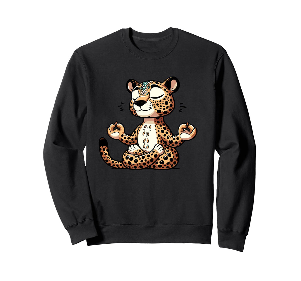 Meditation Leopard Yoga Pose Sweatshirt - Casual Everyday Wear Men Women - T-Shirt, Sweatshirt, Hoodie
