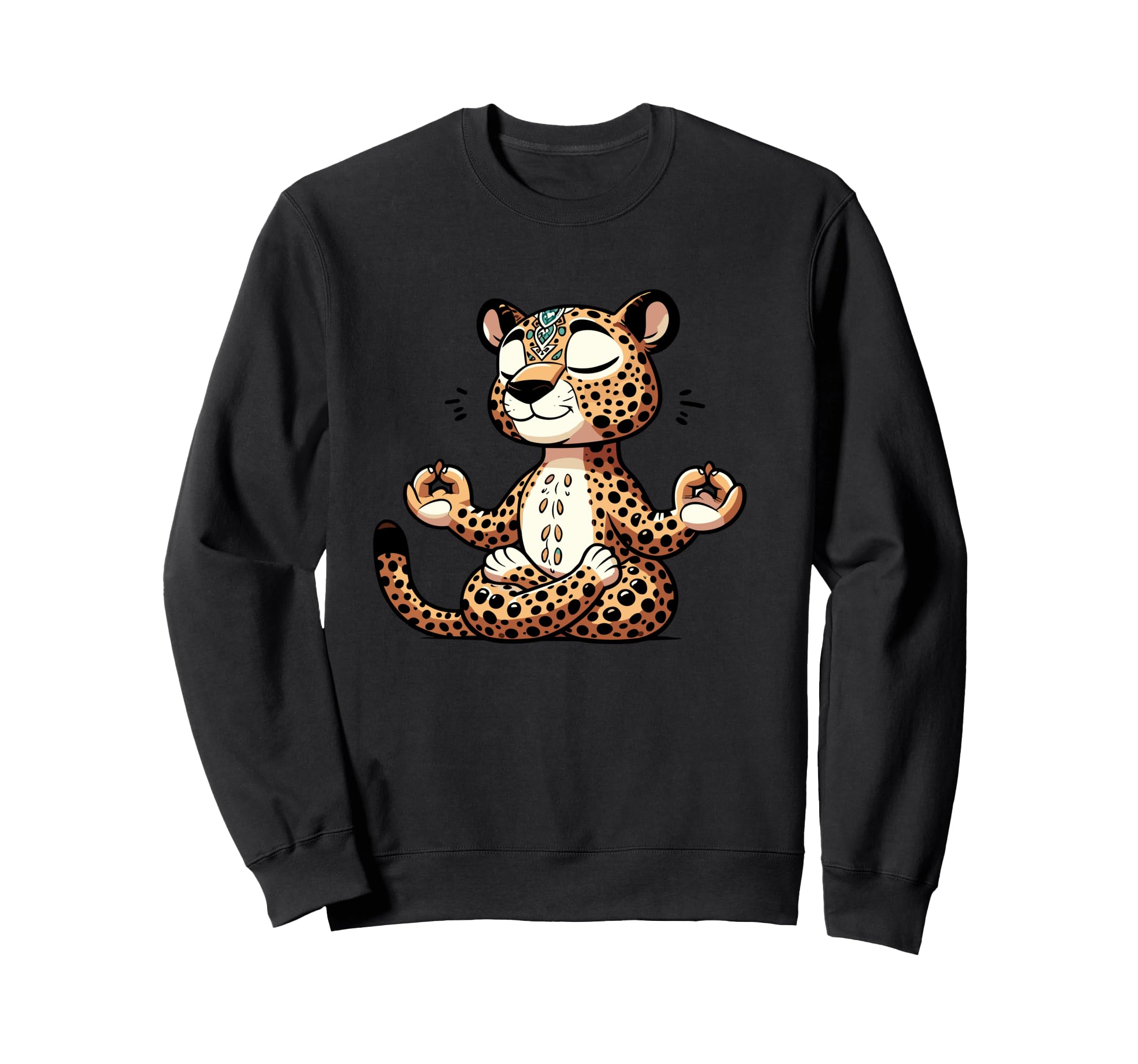 Meditation Leopard Yoga Pose Sweatshirt - Casual Everyday Wear Men Women - T-Shirt, Sweatshirt, Hoodie