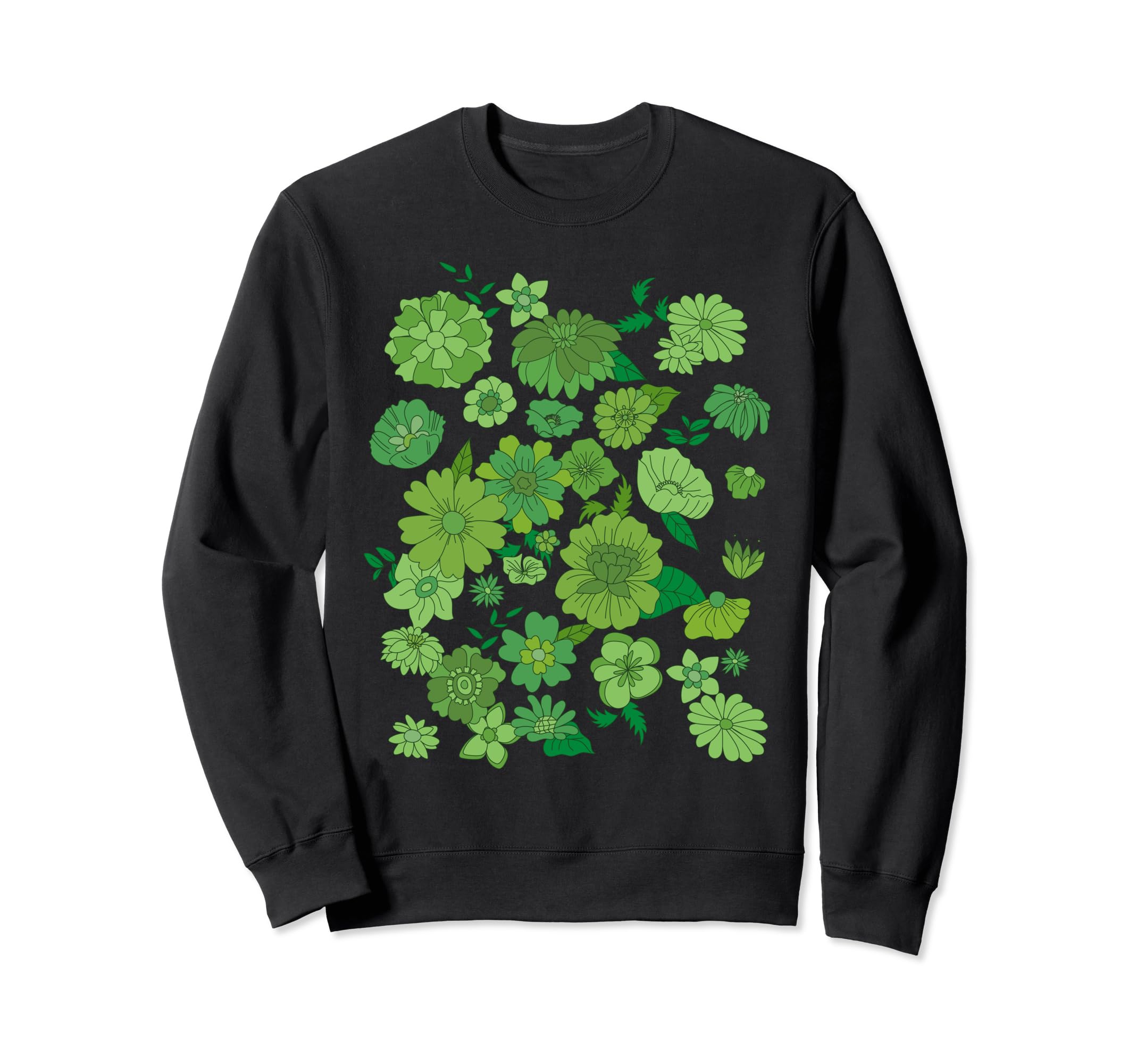 70S Meadow Flowers Kelly Green Sweatshirt - Casual Everyday Wear Men Women - T-Shirt, Sweatshirt, Hoodie