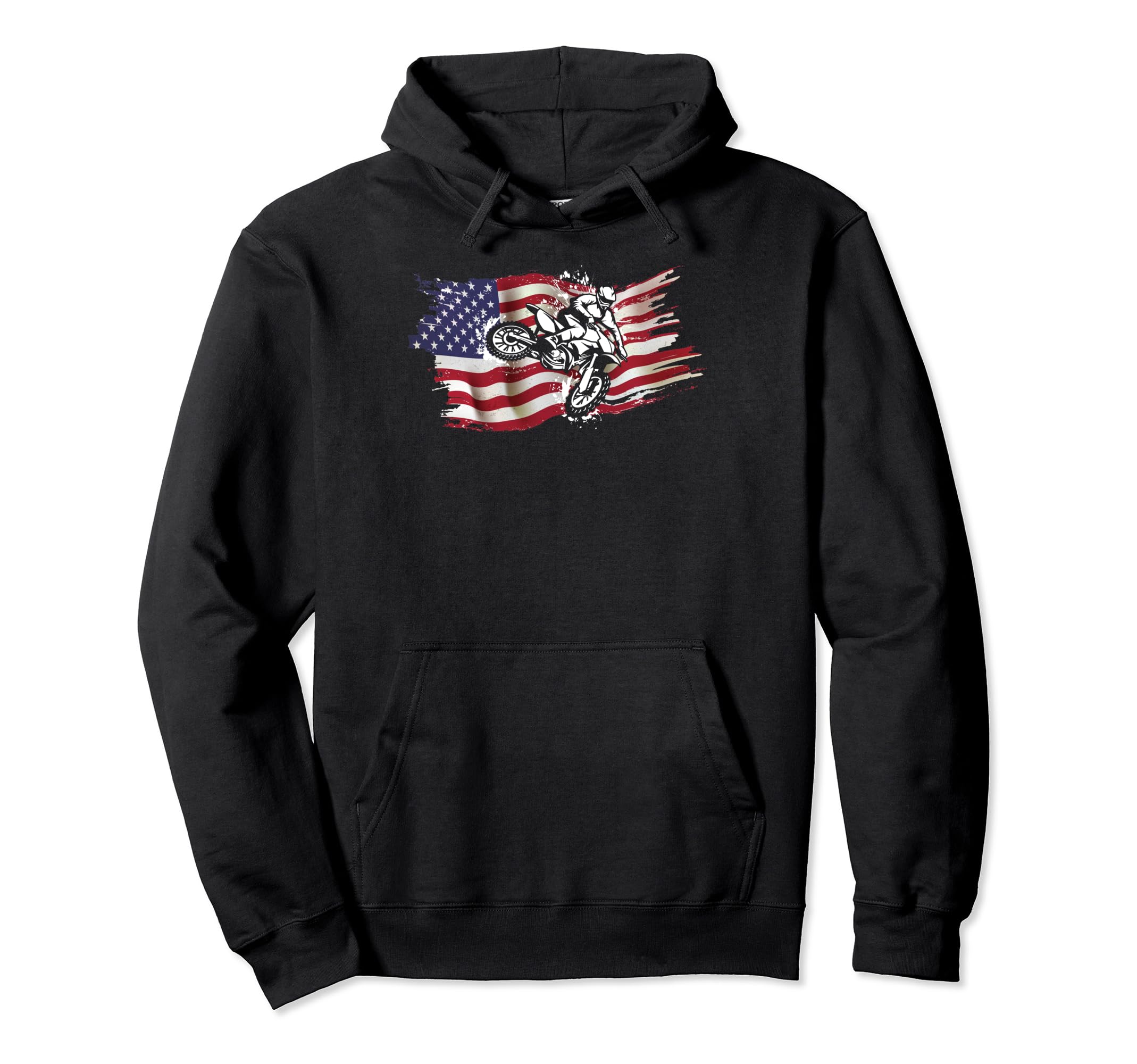Motocross Dirt Bike Usa American Flag 4Th Hoodie - Novelty Apparel Unisex - T-Shirt, Sweatshirt, Hoodie