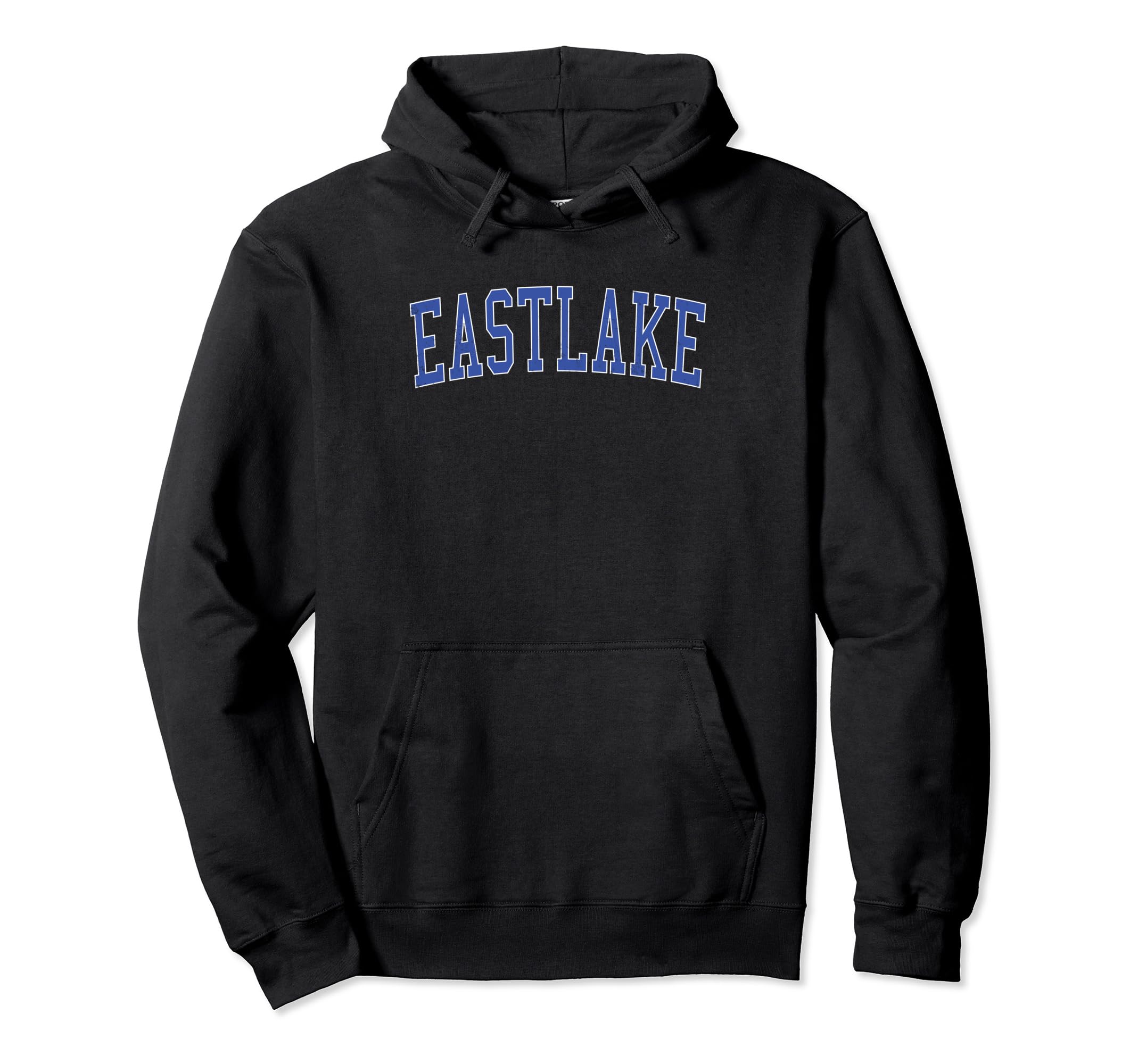 Eastlake Oh Distressed Blue Varsity Hoodie - Unique Graphic Men Women - T-Shirt, Sweatshirt, Hoodie