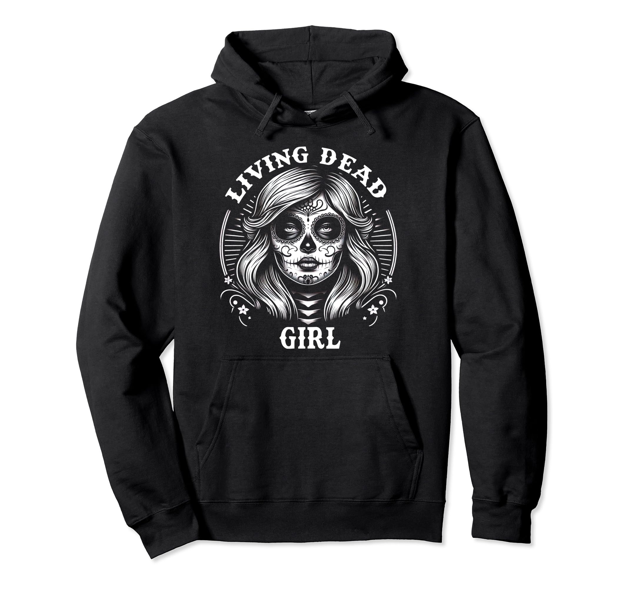 Living Dead Sugar Skull Halloween Horror Hoodie - Unique Graphic Men Women - T-Shirt, Sweatshirt, Hoodie