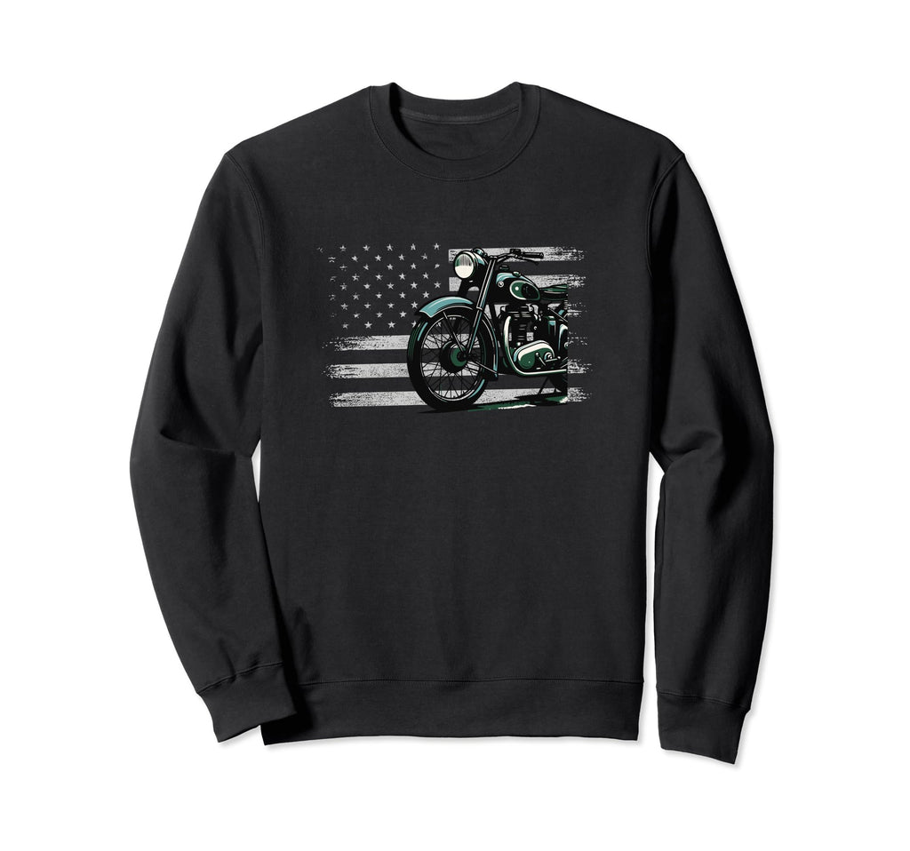 American Flag Motorcycle Rider Sweatshirt - Streetwear Style Unisex - T-Shirt, Sweatshirt, Hoodie