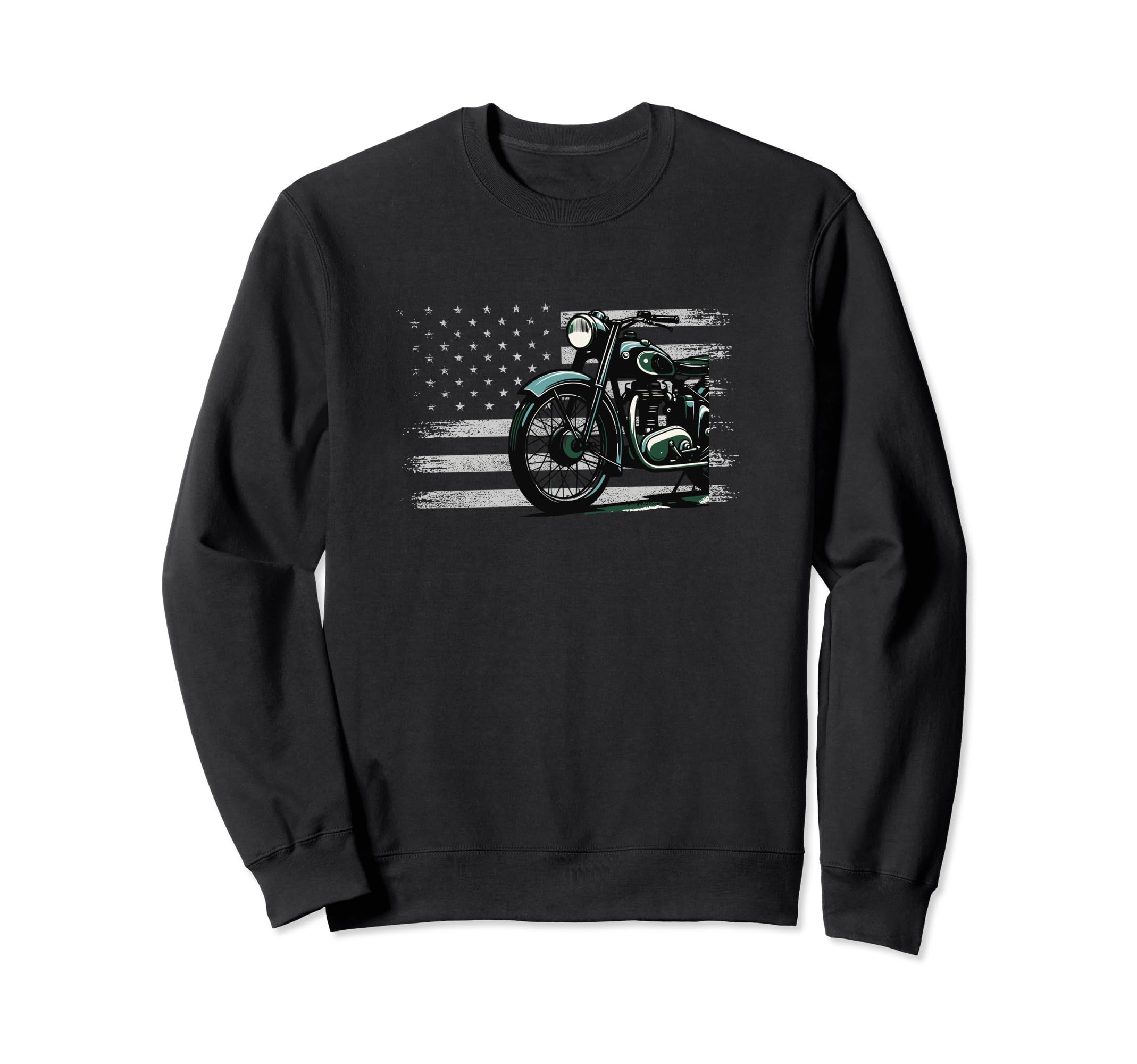 American Flag Motorcycle Rider Sweatshirt - Streetwear Style Unisex - T-Shirt, Sweatshirt, Hoodie