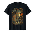 Cat Lover Flowers Art Pattern Aesthetic T-Shirt - Unique Graphic Unisex - T-Shirt, Sweatshirt, Hoodie
