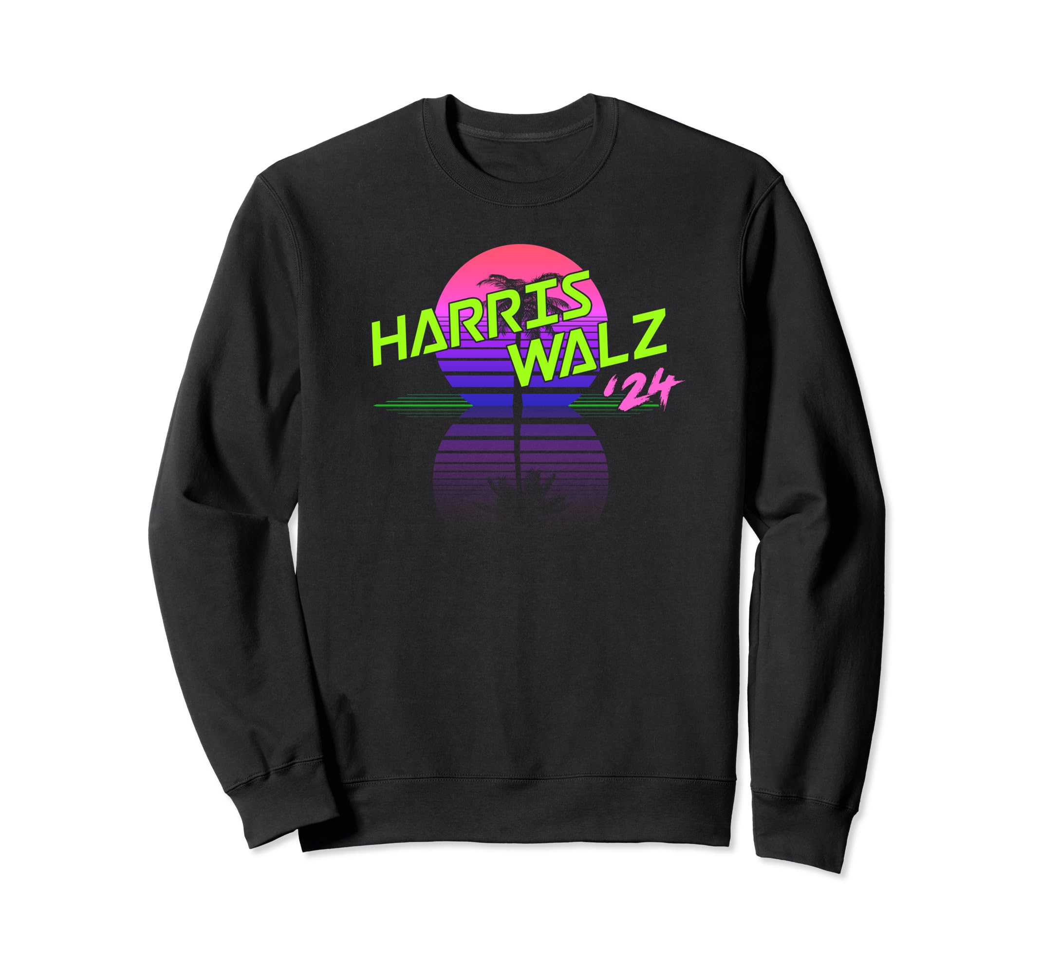 Harris Walz 24 Synthwave Outrun Sweatshirt - Minimalist Print Men Women - T-Shirt, Sweatshirt, Hoodie