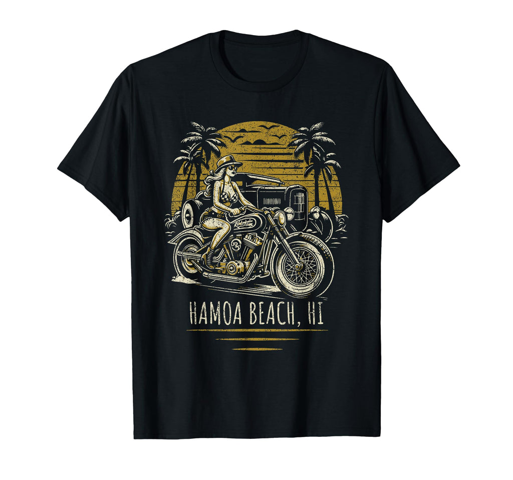Hamoa Beach Hawaii Usa Motorcycle Hotrod T-Shirt - Graphic Print for Adults - T-Shirt, Sweatshirt, Hoodie