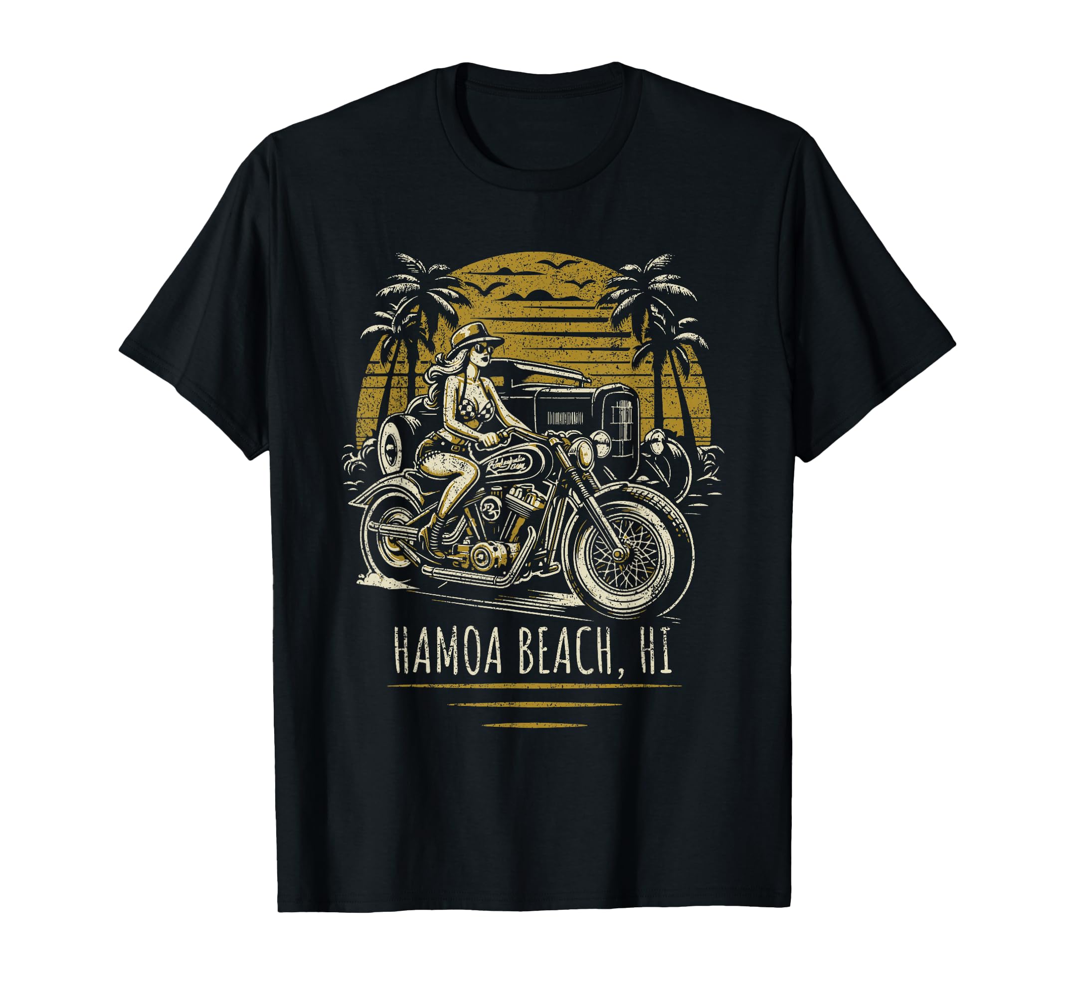 Hamoa Beach Hawaii Usa Motorcycle Hotrod T-Shirt - Graphic Print for Adults - T-Shirt, Sweatshirt, Hoodie