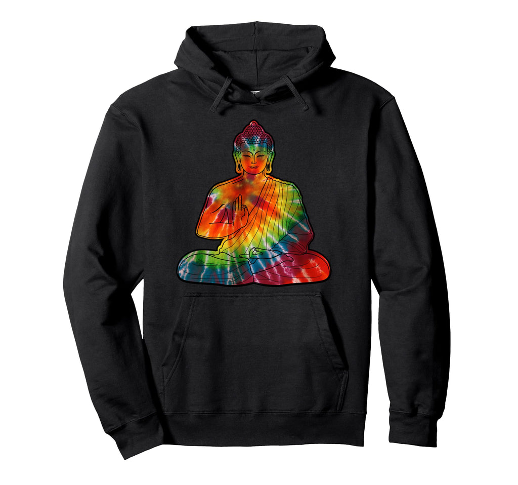 Meditating Buddha Rainbow Tie Dye Hoodie - Streetwear Style for Adults - T-Shirt, Sweatshirt, Hoodie