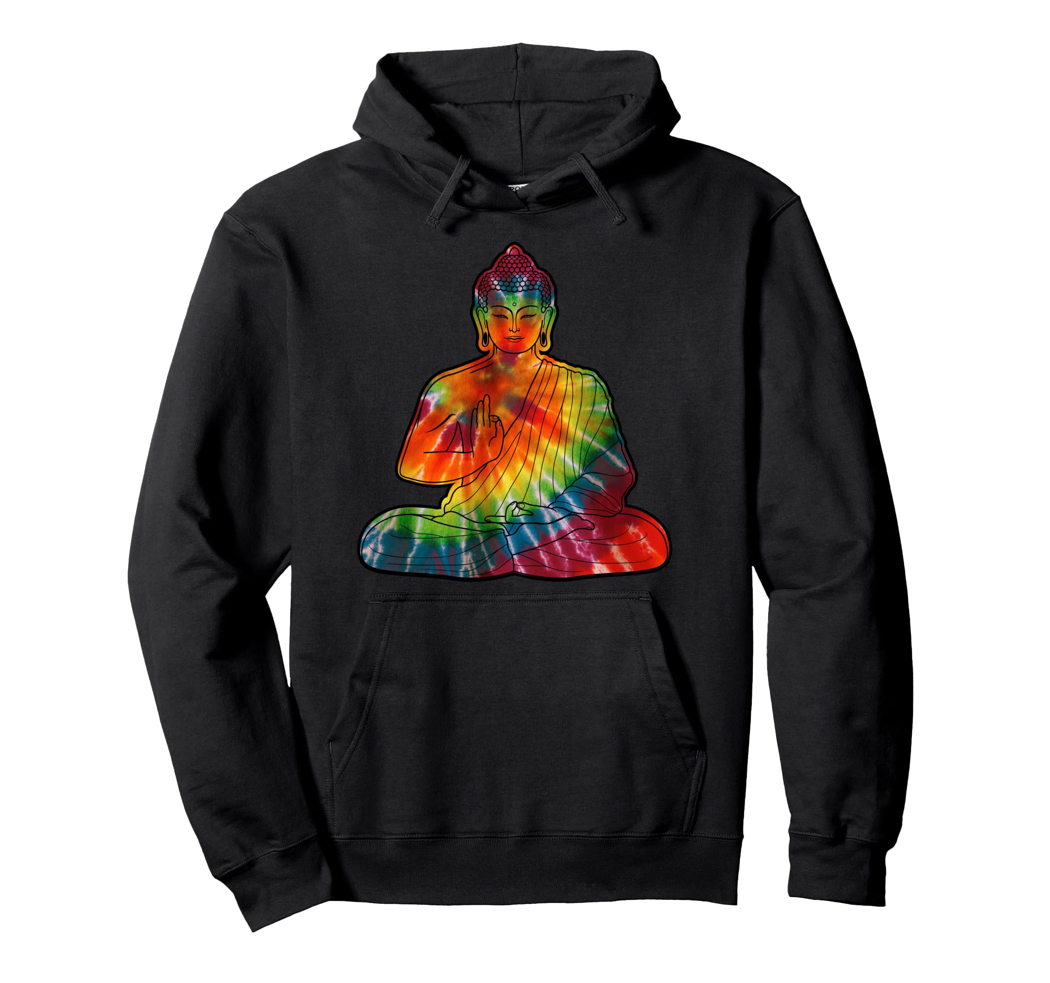 Meditating Buddha Rainbow Tie Dye Hoodie - Streetwear Style for Adults - T-Shirt, Sweatshirt, Hoodie