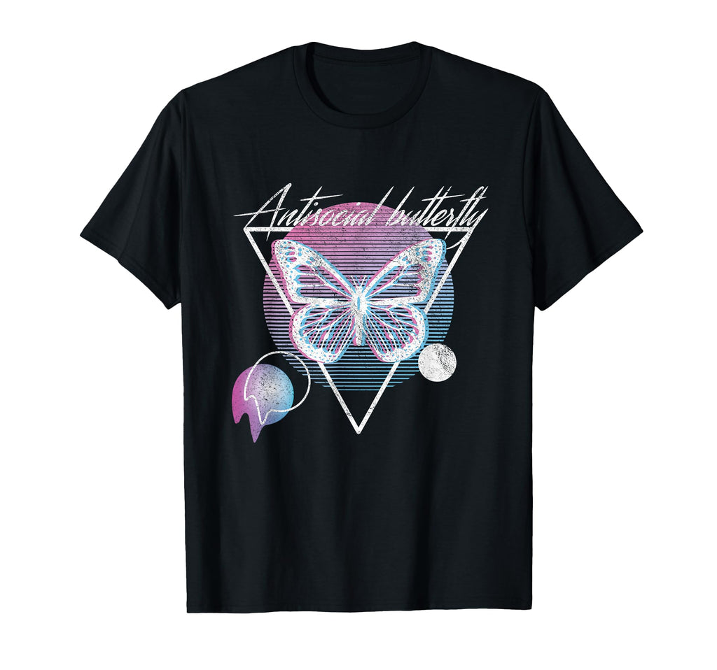 Antisocial Butterfly Vaporwave T-Shirt - Minimalist Print Men Women - T-Shirt, Sweatshirt, Hoodie