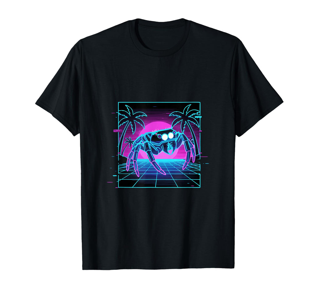 80S Synthwave Vaporwave Jumping Spider T-Shirt - Graphic Print Men Women - T-Shirt, Sweatshirt, Hoodie