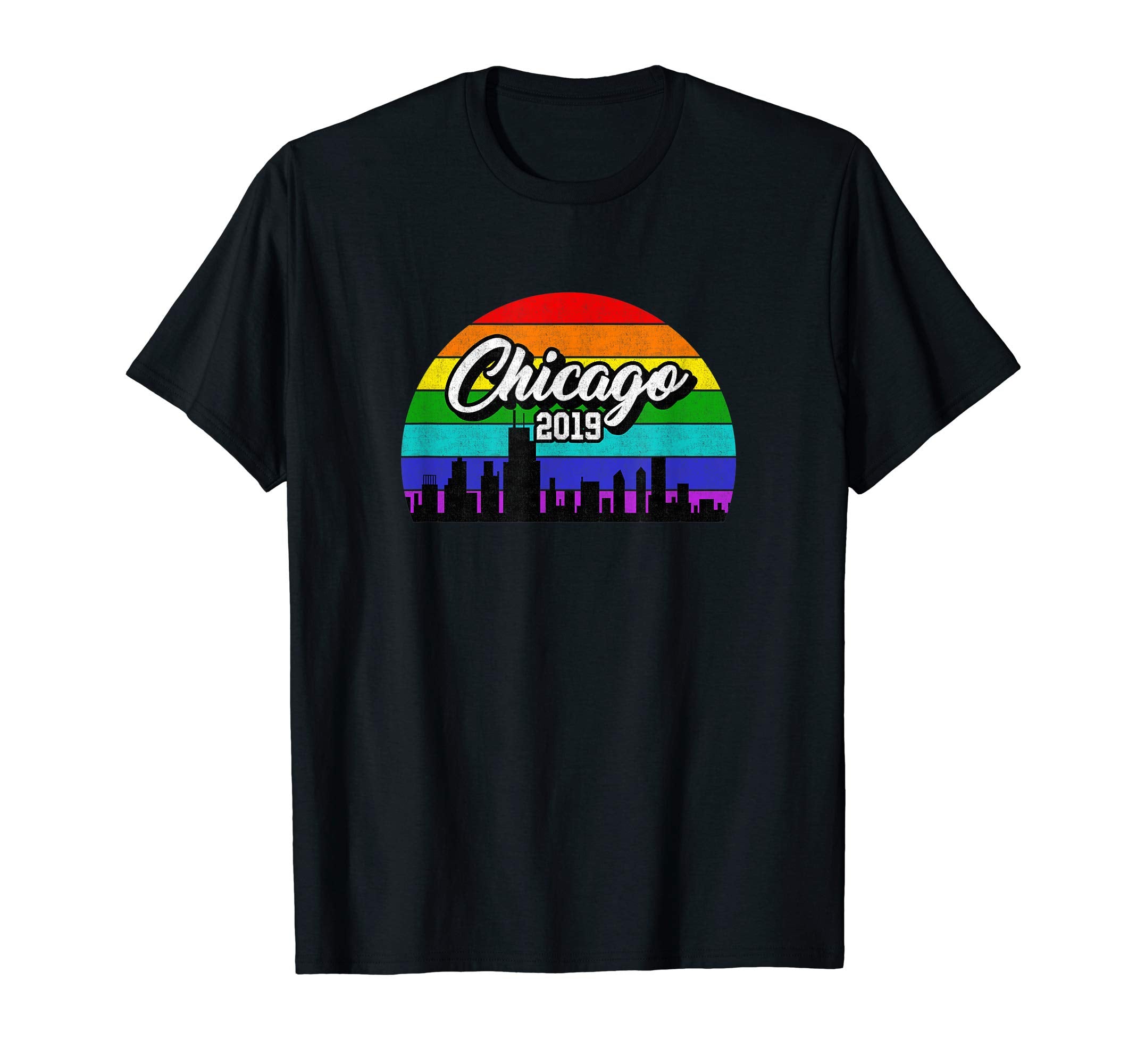 Rainbow Sunset Souvenir 2019 Chicago Gay T-Shirt - Streetwear Style Unisex - T-Shirt, Sweatshirt, Hoodie