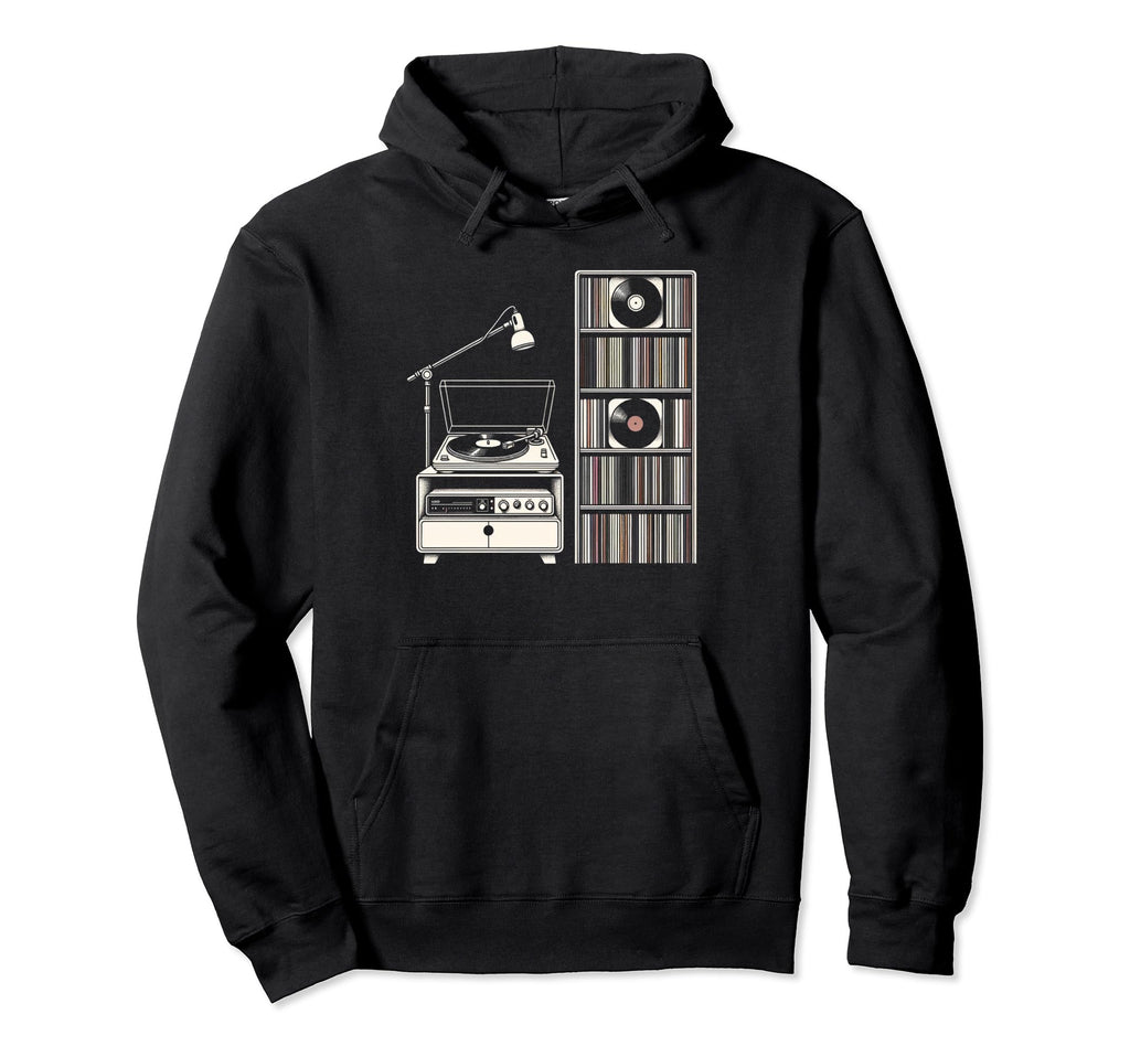 Vinyl Records Player Lover Music Vinyl Hoodie - Graphic Print Men Women - T-Shirt, Sweatshirt, Hoodie