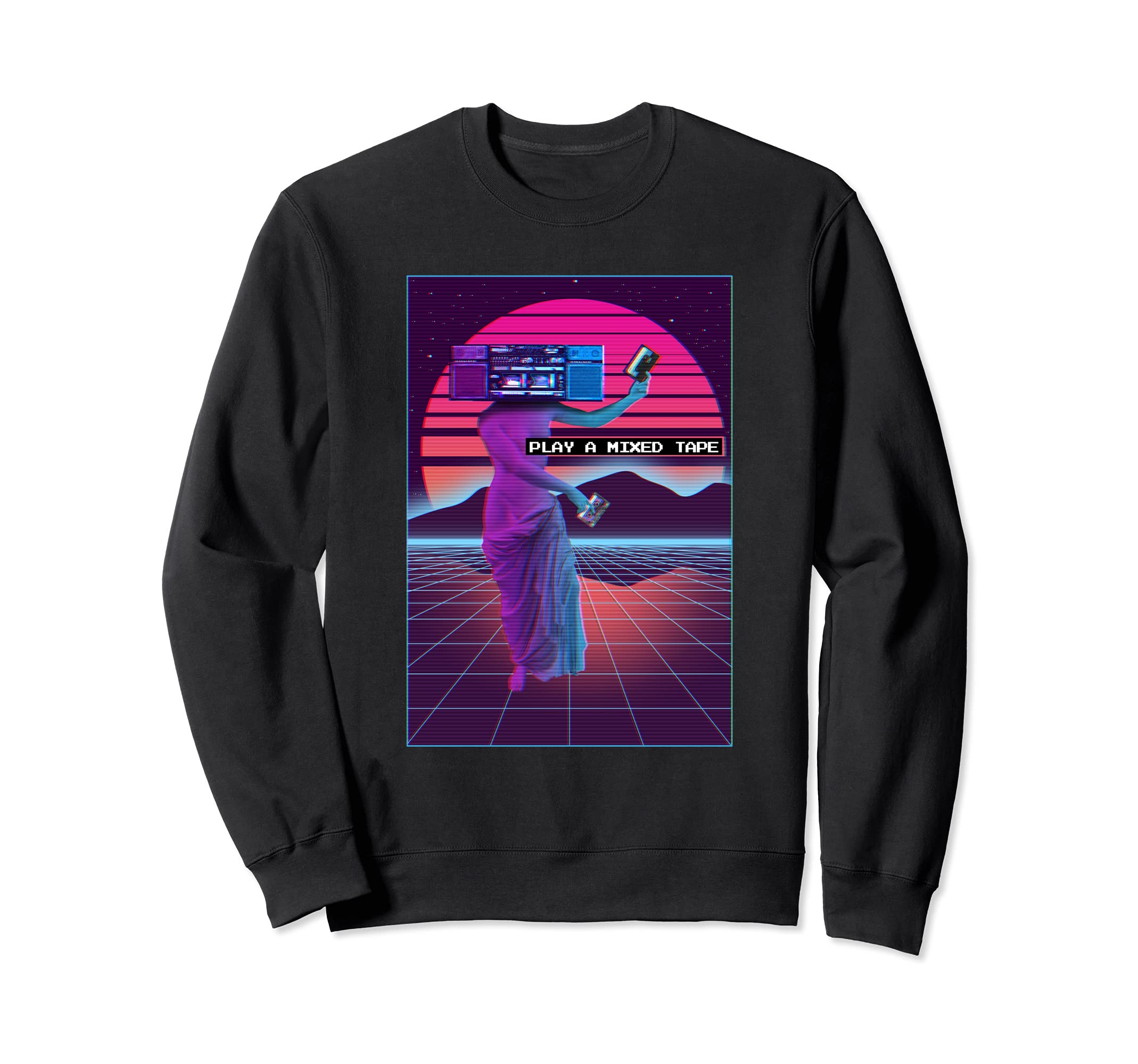 Vaporwave Aesthetic Play Mixed Tape Sweatshirt - Aesthetic Graphic Unisex - T-Shirt, Sweatshirt, Hoodie