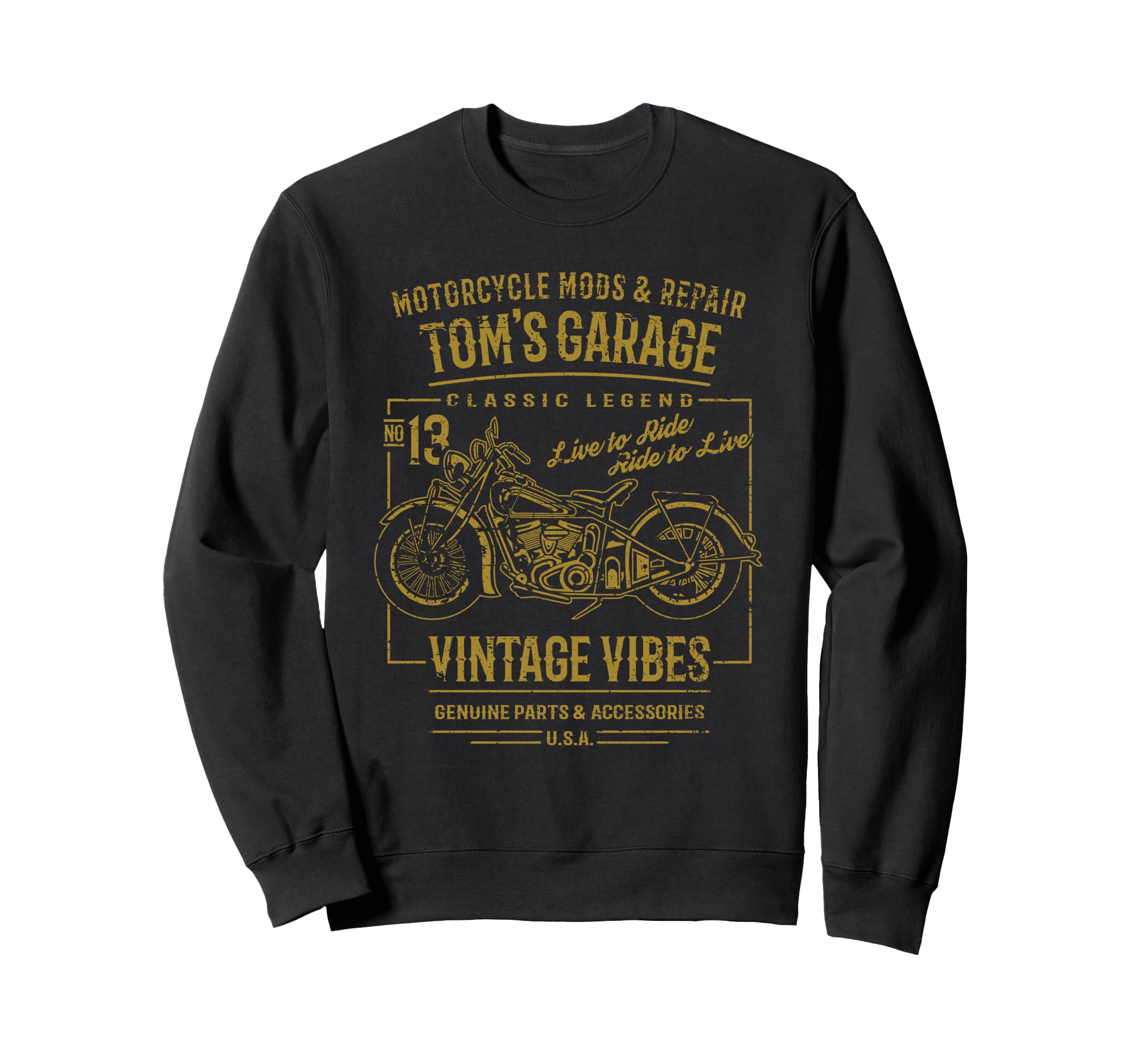 Toms Garage Motorcycle Name Tom Sweatshirt - Casual Everyday Wear Unisex - T-Shirt, Sweatshirt, Hoodie