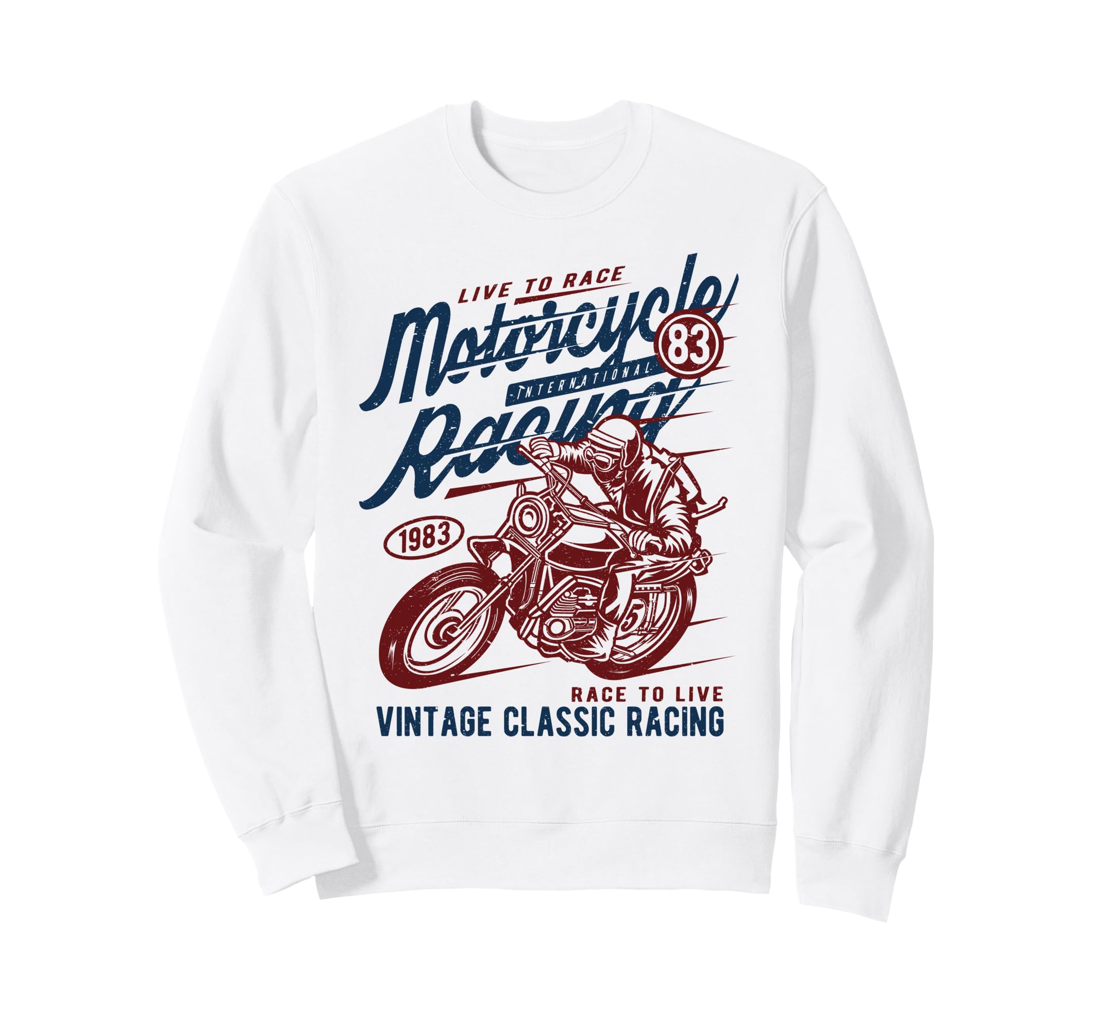Motorcycle Racing Distressed Sweatshirt - Graphic Print Men Women - T-Shirt, Sweatshirt, Hoodie