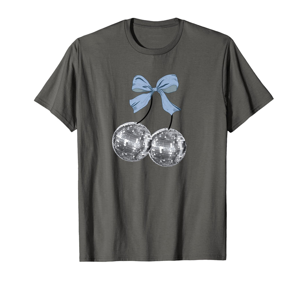 Coquette Disco Cherry Balls Blue Bow T-Shirt - Aesthetic Graphic Unisex - T-Shirt, Sweatshirt, Hoodie
